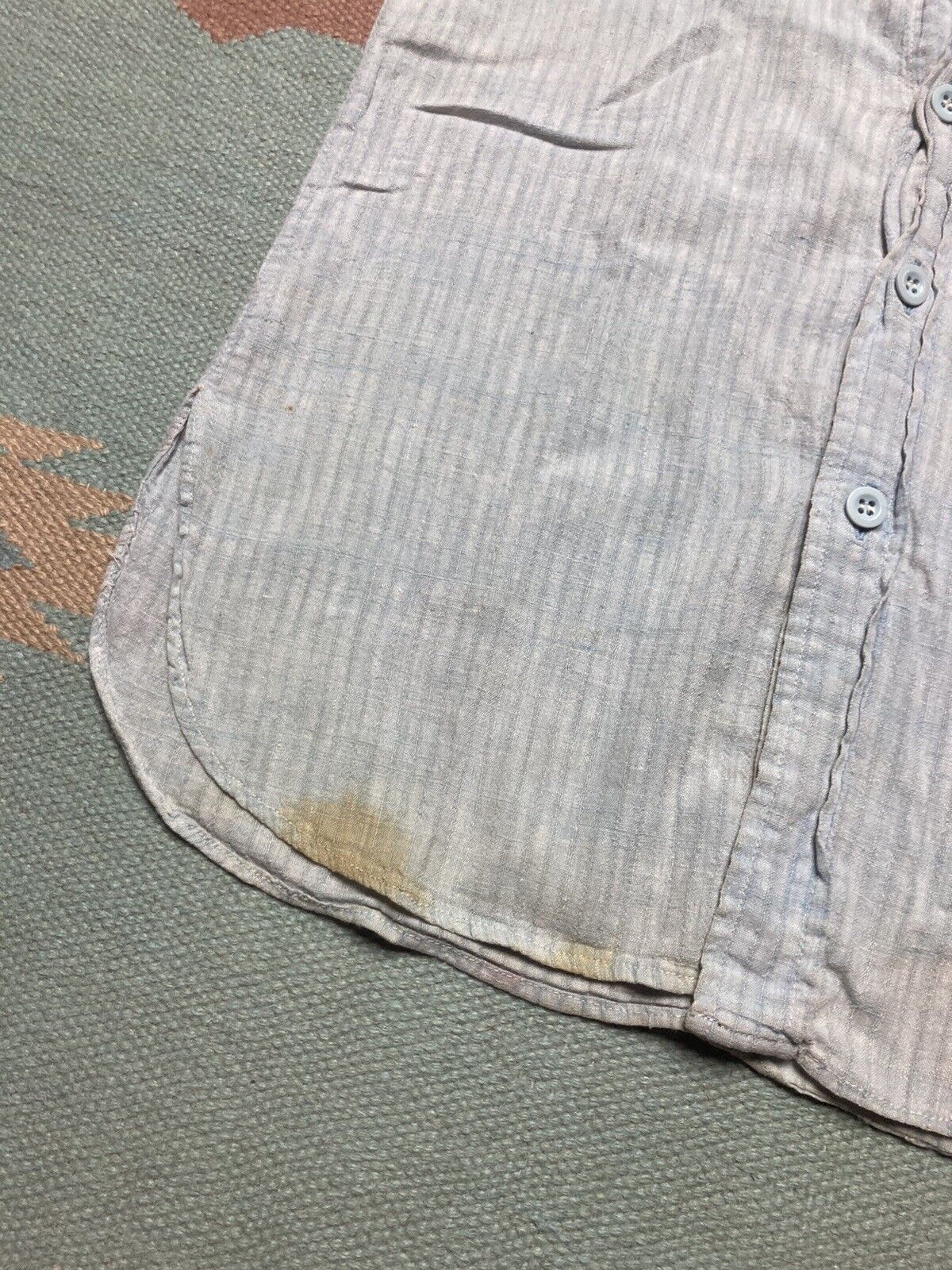 Vintage VTG 70s button shirt cotton chambray thin collarless large Size US L / EU 52-54 / 3 - 2 Thumbnail