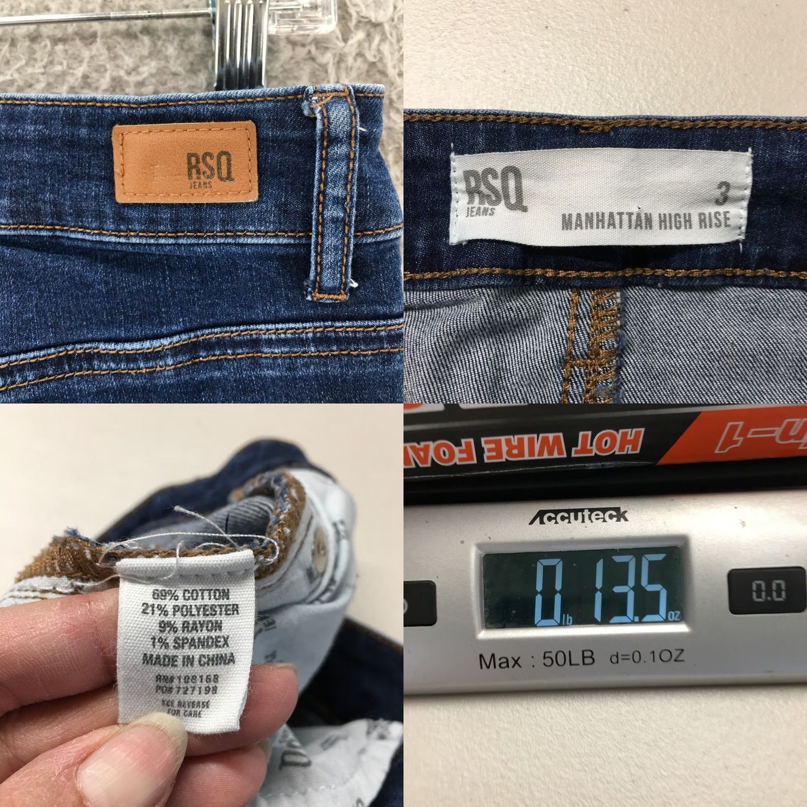 Rsq RSQ Jeans Manhattan High Rise Skinny Jeans Womens 3 Blue Dark Wash Denim Distressed Size 26" / US 2 / IT 38 - 9 Thumbnail