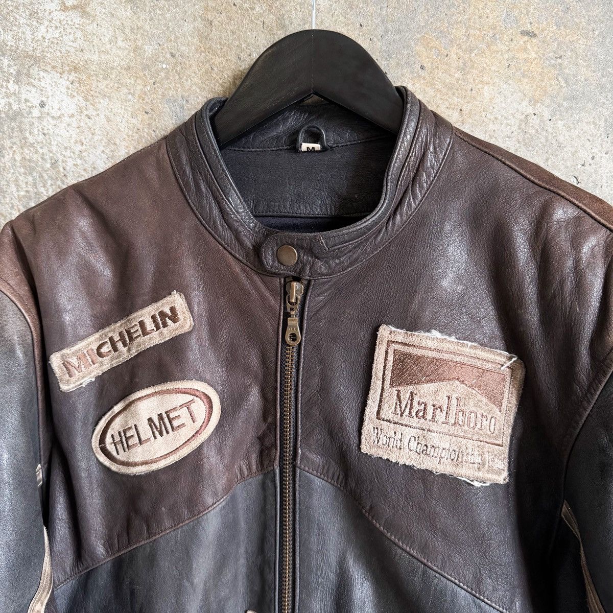 Vintage Vintage Marlboro THRASHED Leather Racing Jacket Size US M / EU 48-50 / 2 - 6 Thumbnail