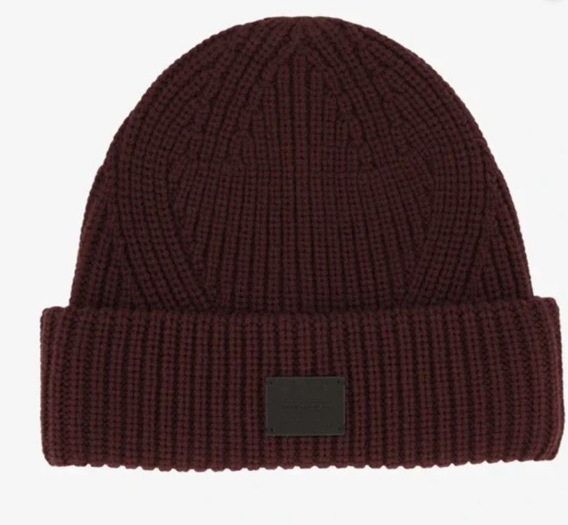 Allsaints AllSaints Travelling Rib Cuff Hat Beanie Tawny Port Red Size ONE SIZE - 3 Thumbnail
