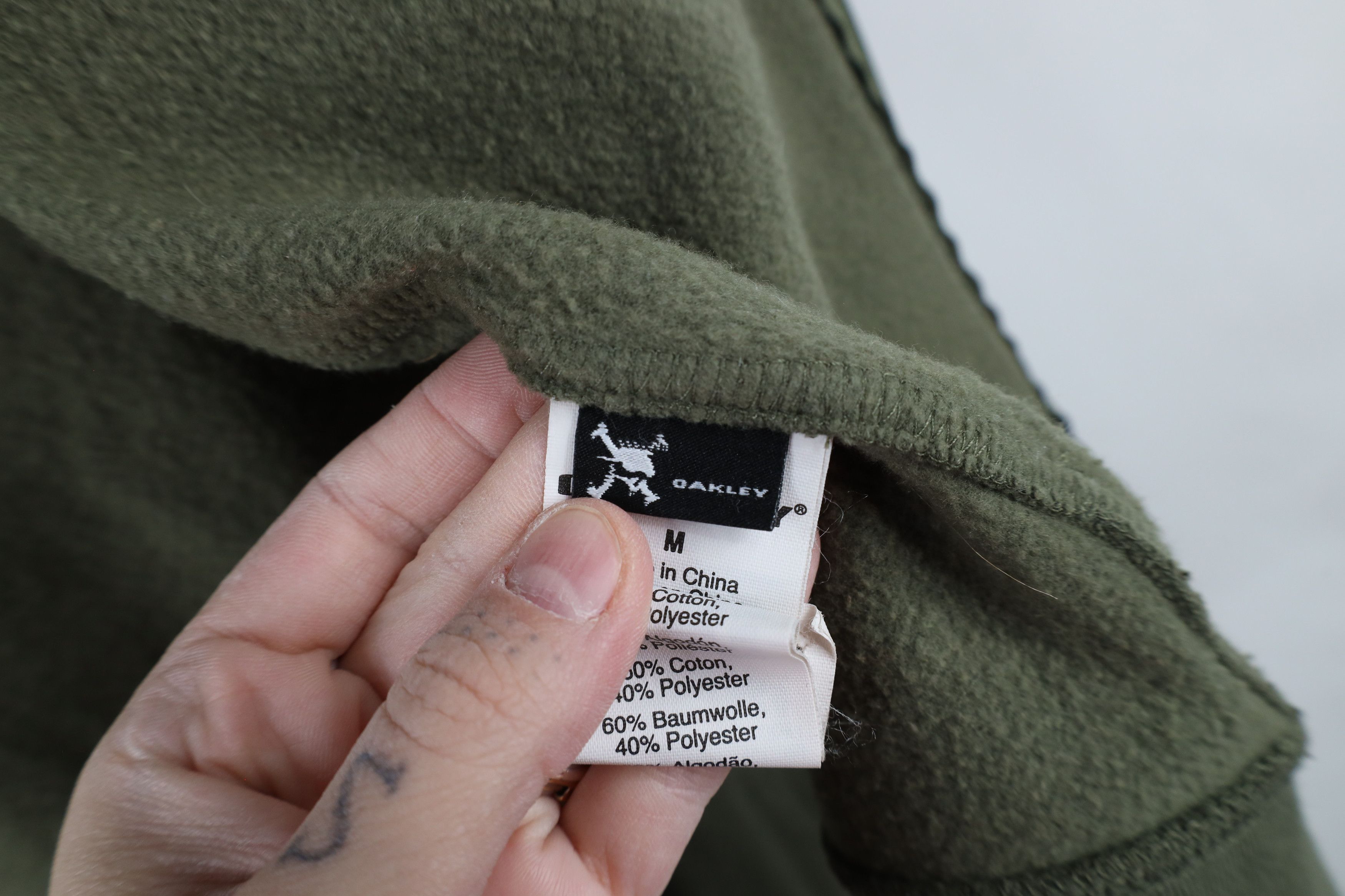 Oakley × Vintage Vintage Oakley Spell Out O Logo Full Zip Hoodie Olive Green Size US M / EU 48-50 / 2 - 10 Thumbnail
