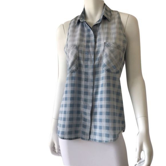 Anthropologie Cloth & Stone Sleeveless Checkered Button-Down Shirt Size S / US 4 / IT 40 - 1 Thumbnail