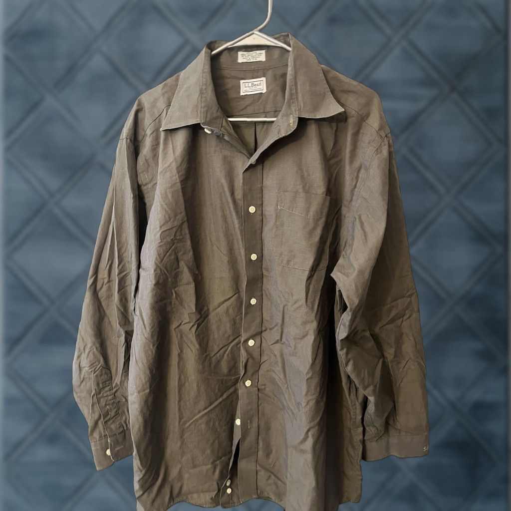 Vintage LL Bean Single Needle Tailoring Button-Up Oxford Brown Men 18-35 Regular Long Sleeve Cotton Shirt Vintage No N/A Size ONE SIZE - 1 Thumbnail
