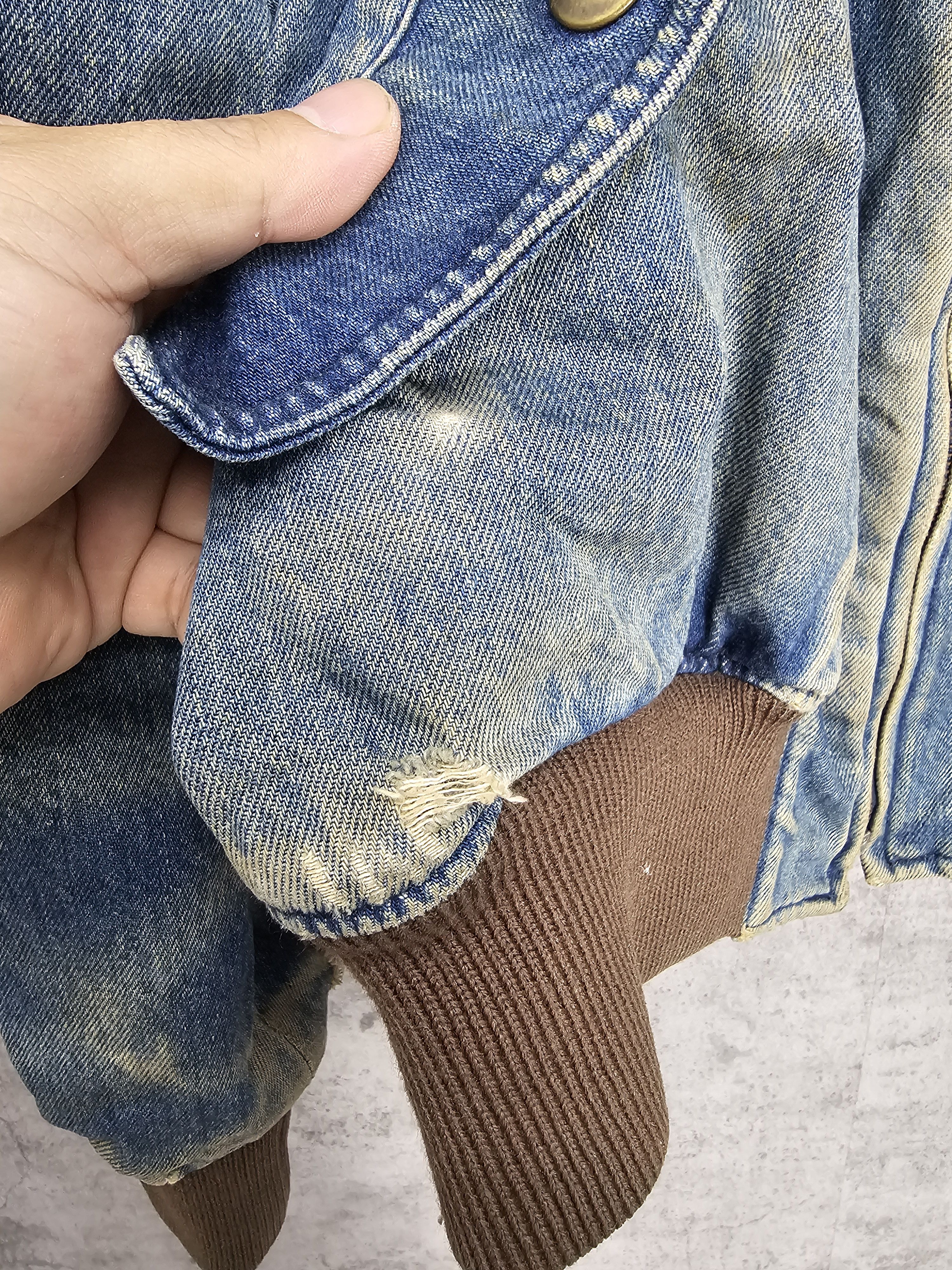 Japanese Brand Vintage PACCINO CLUB Ripped Faded Denim Bomber Jacket J0084 Size US XL / EU 56 / 4 - 10 Thumbnail