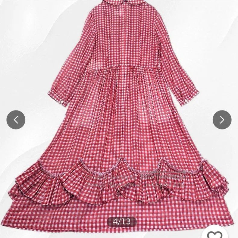 Comme des Garcons Comme Des Garcons Red vintage checkered lace trimmed dress Size XS / US 0-2 / IT 36-38 - 2 Thumbnail