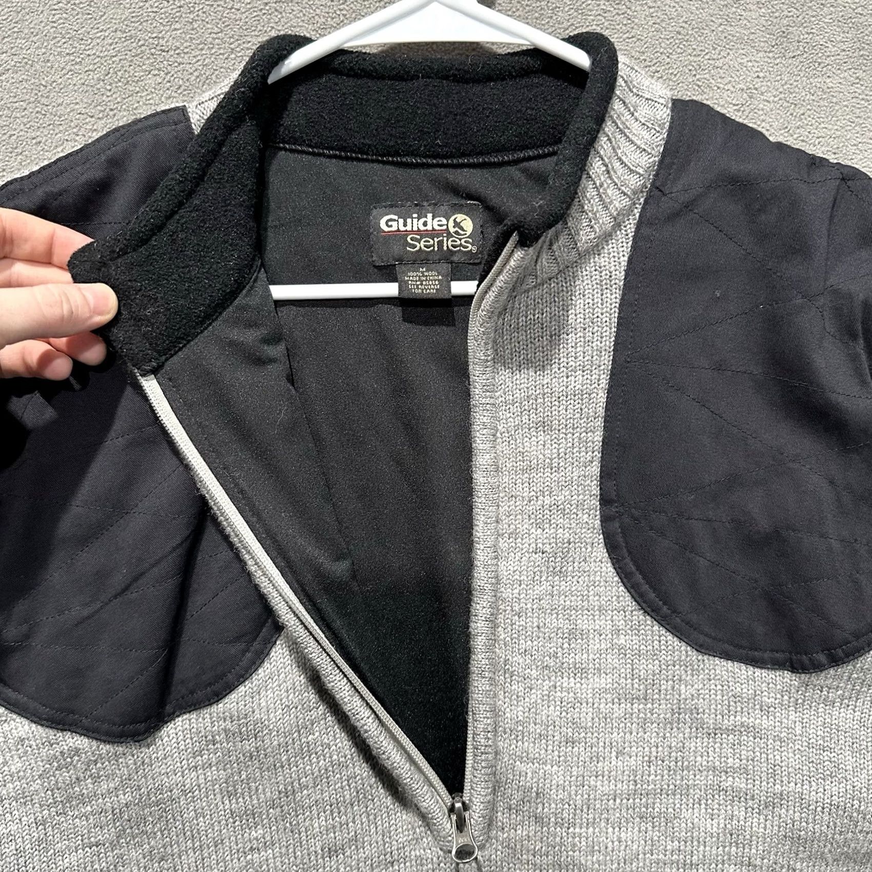 Vintage Guide Series Sweater Mens M Gray Wool Half Zip Quilted Shooting Shoulder Patch Size US M / EU 48-50 / 2 - 4 Thumbnail
