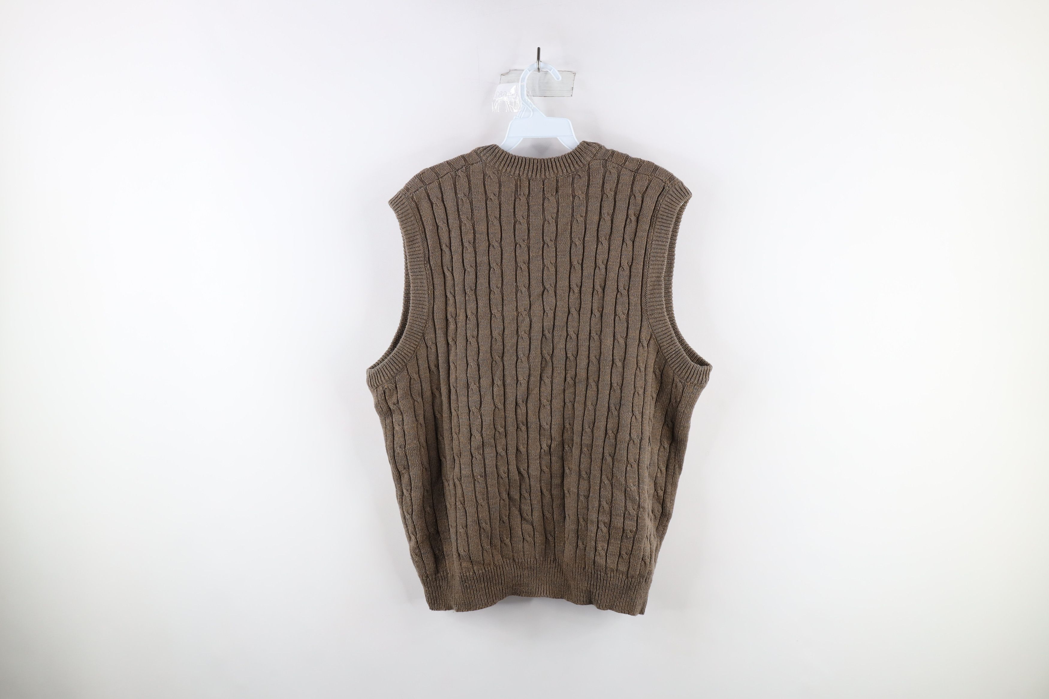 Vintage Vintage 60s 70s Streetwear Cable Knit Sweater Vest Brown Size US XL / EU 56 / 4 - 5 Thumbnail
