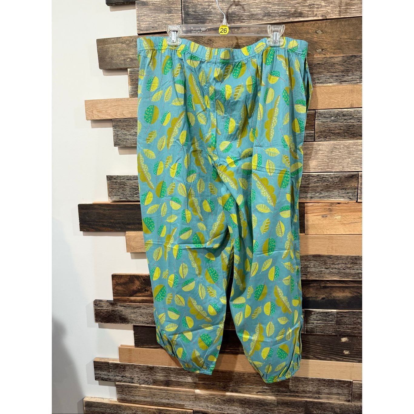 Guru Gudrun Sjoden Green Leaf Print Wide Leg Pants size XXL Size 42" / US 20 - 2 Thumbnail