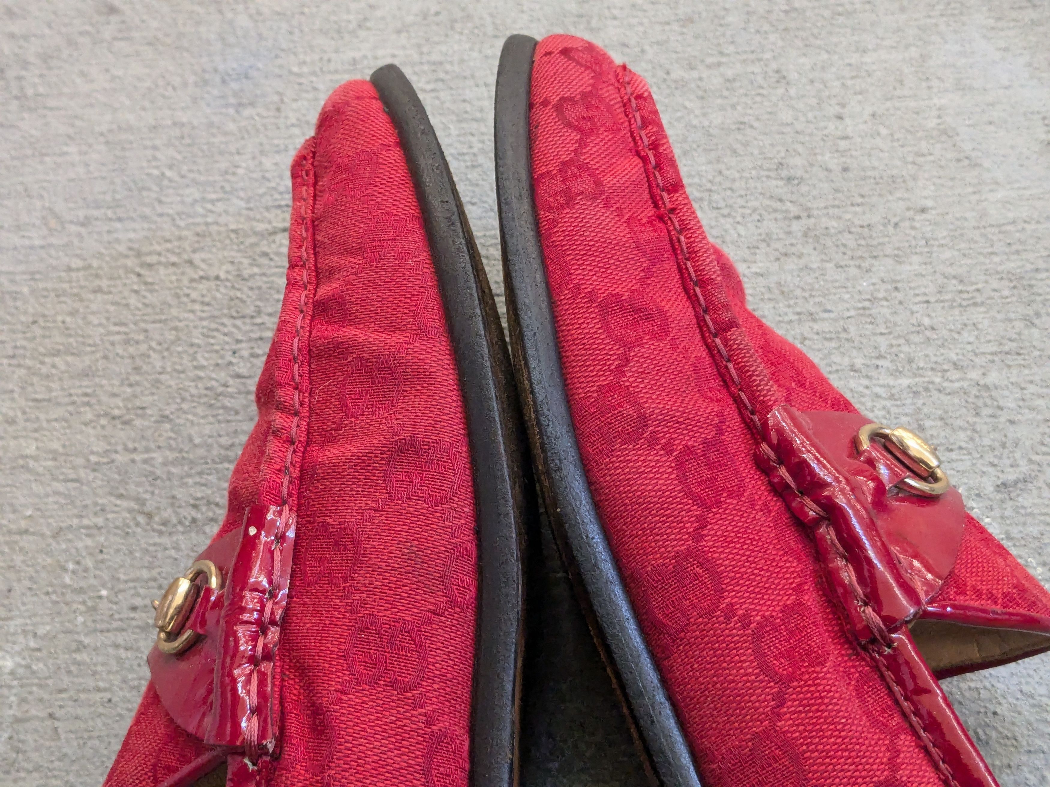 Gucci Gucci Horsebit Loafers Red 10 B Monogram Canvas Jacquard Size US 10 / IT 40 - 9 Thumbnail