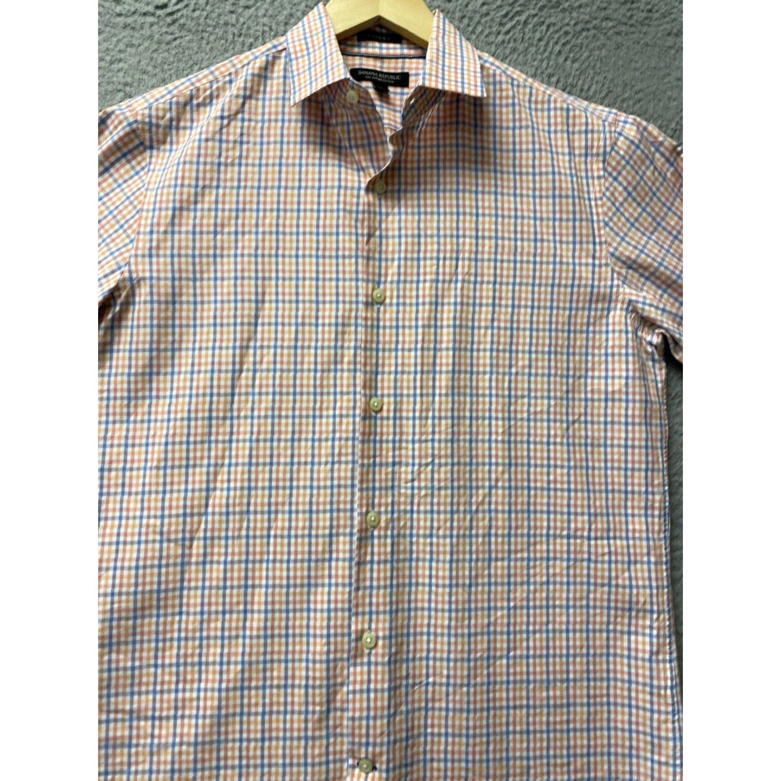 Banana Republic Banana Republic Button Shirt Men’s M Pink Blue Plaid Untucked Button-Down Collar Casual Size US M / EU 48-50 / 2 - 3 Thumbnail