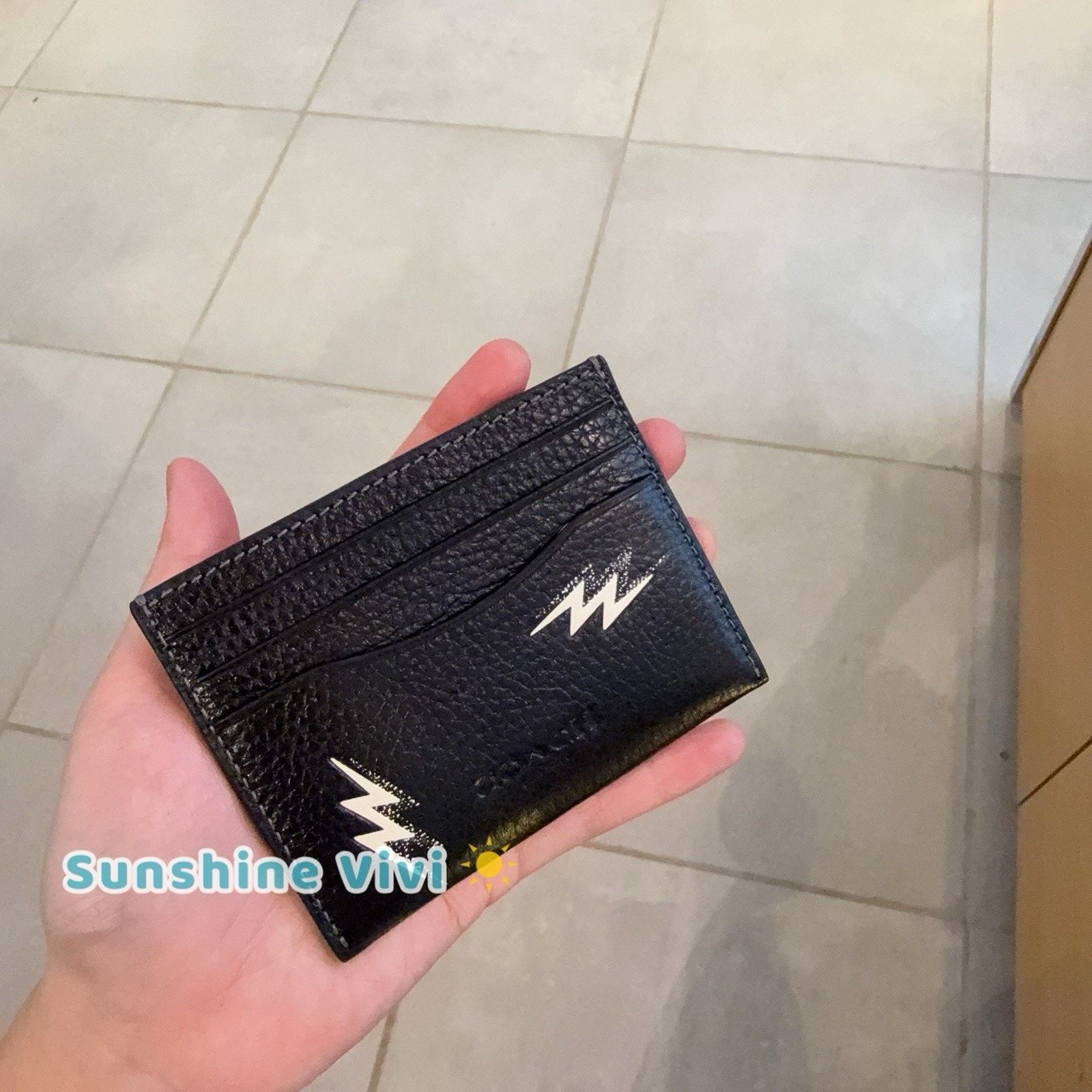 Coach NWT Coach Slim Id Card Case Lightning Bolt Print Black CDC81 Size ONE SIZE - 5 Thumbnail
