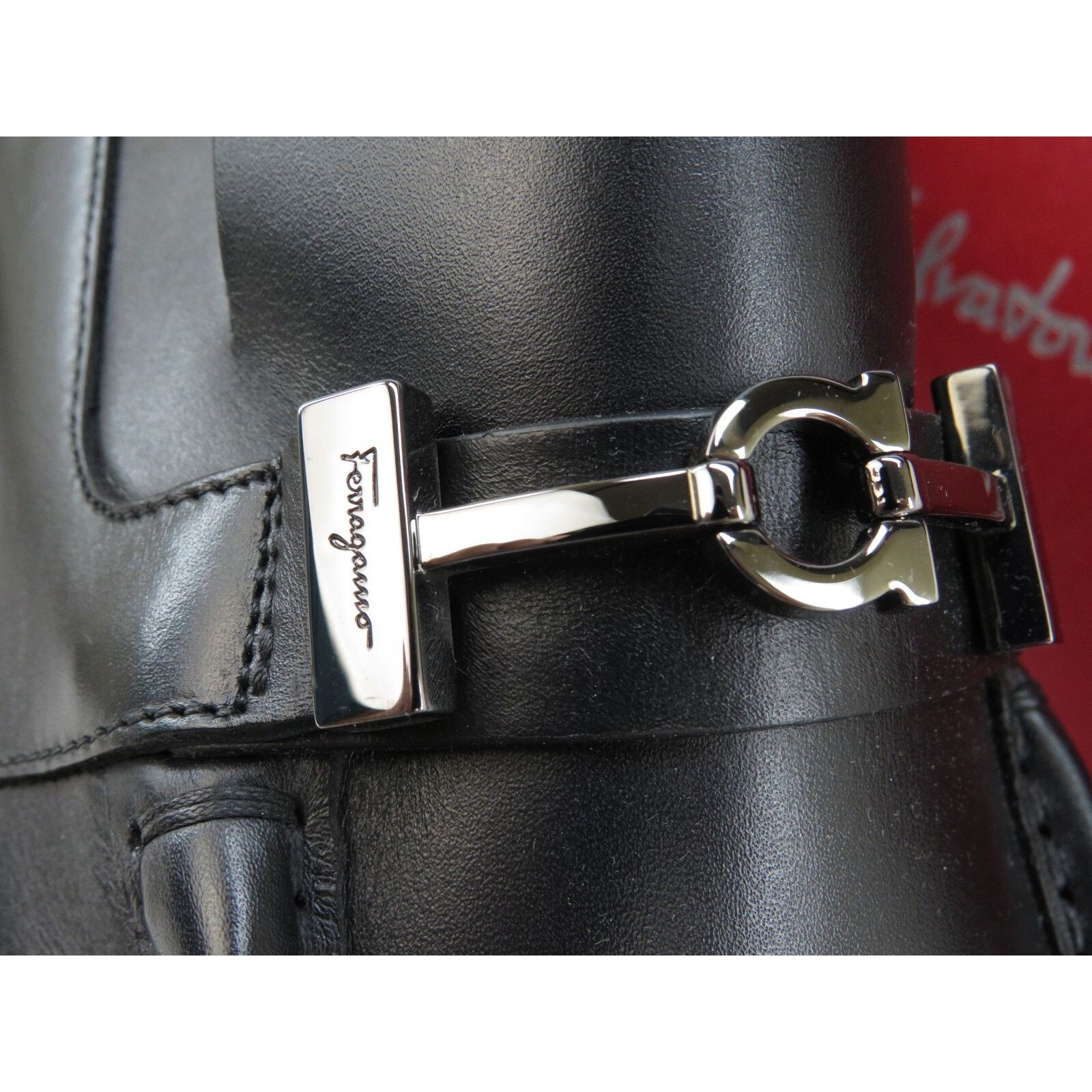Salvatore Ferragamo FERRAGAMO IGNAZIO BLACK LEATHER GANCINI LUG LOAFERS 11.5 M Size US 11.5 / EU 44-45 - 5 Thumbnail