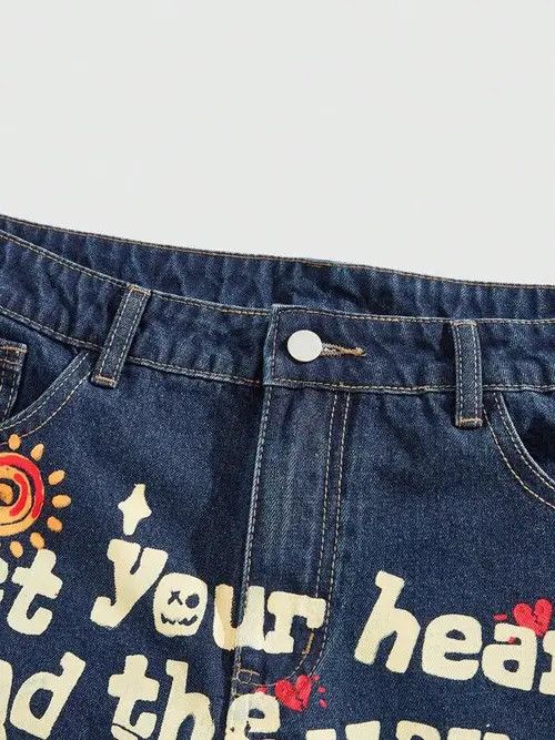 Japanese Brand × Vintage Skull Print Y2k Shorts Jorts Denim Size US 32 / EU 48 - 4 Thumbnail