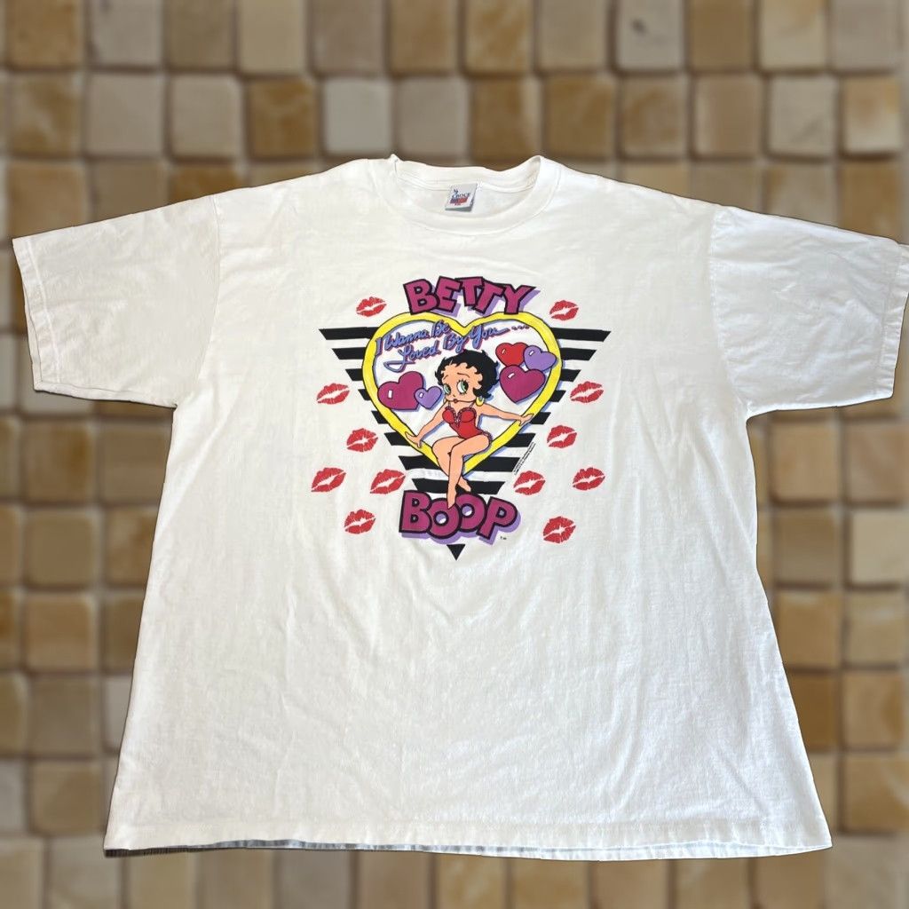 Vintage VINTAGE Betty Boop T-Shirt 1988 XXL White "I Wanna To Be Loved By You" Unisex Adults Size US XXL / EU 58 / 5 - 1 Thumbnail