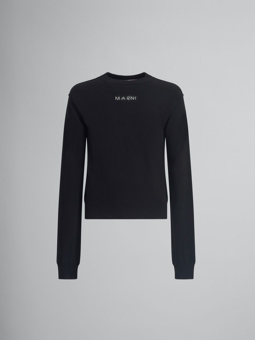 o1w1db11025 Cashmere Crewneck With Logo in Black