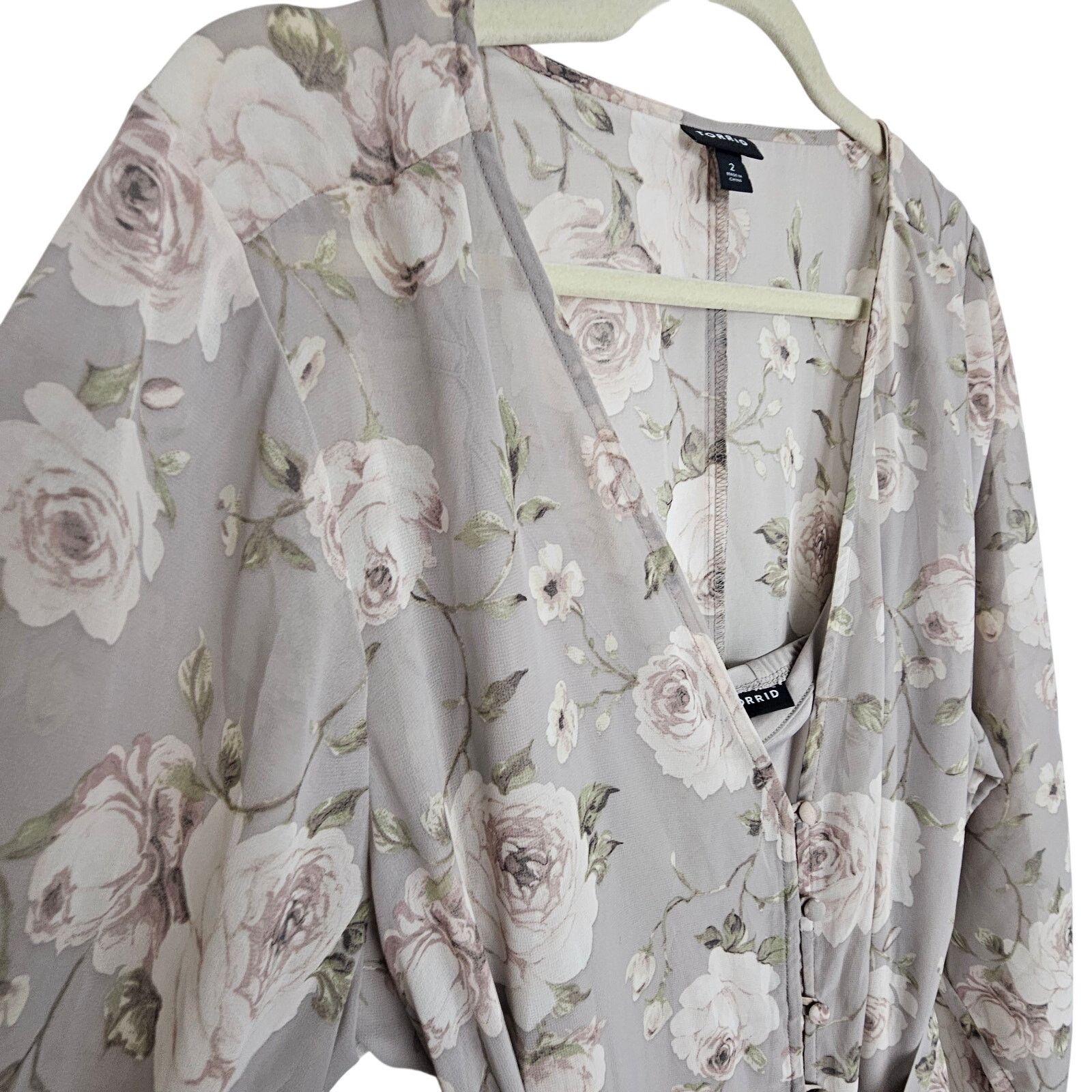 Corridor Torrid Maxi Chiffon Button Front Dress Floral Ruffle Hem 2X Size XXL / US 16-18 / IT 52-54 - 7 Thumbnail