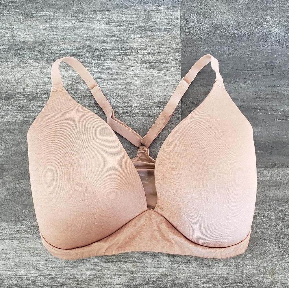 Designer Nude Heathered Adore Me Racerback Bra Size ONE SIZE - 1 Thumbnail