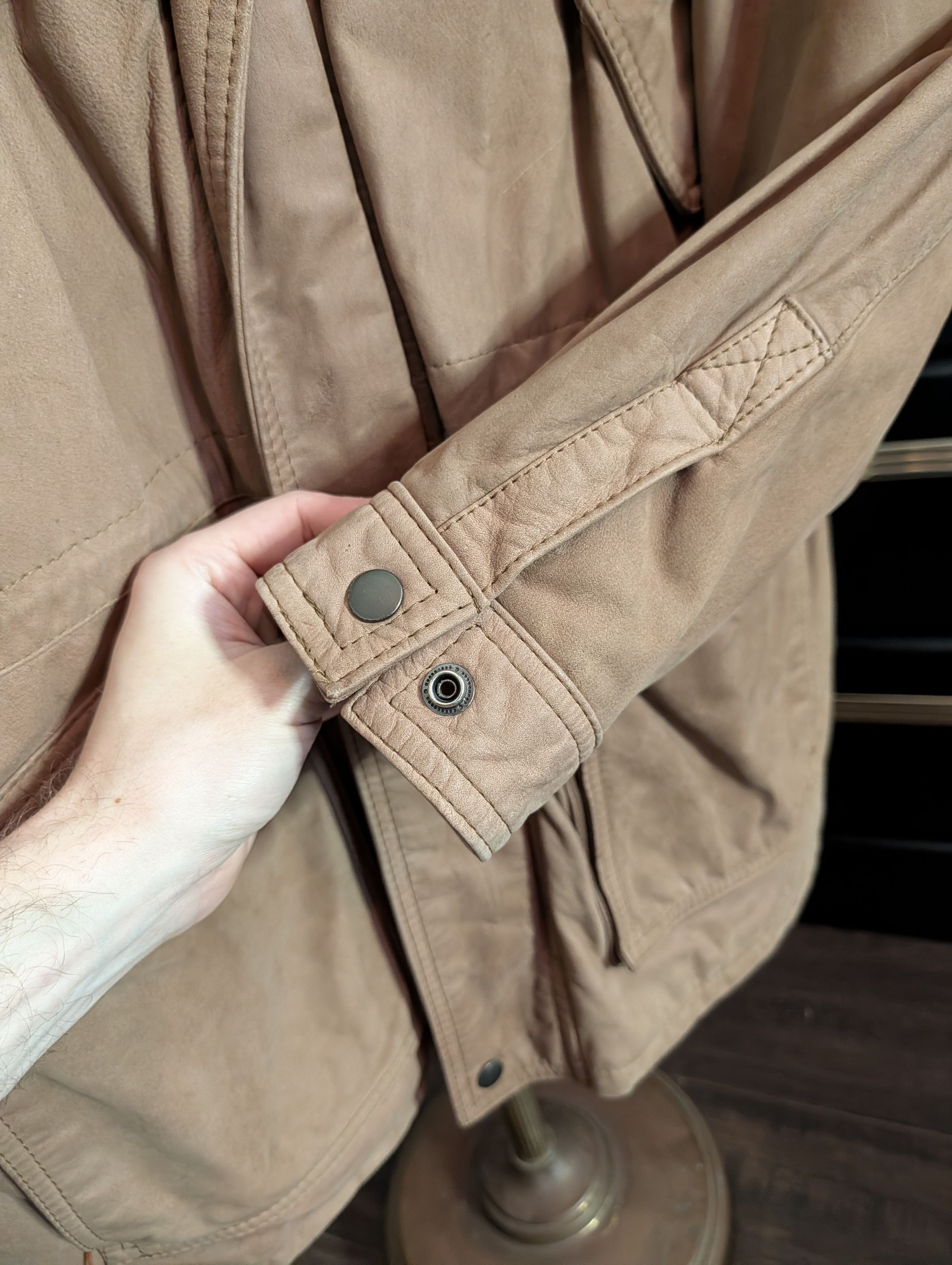 Vintage U2 Wear Me Out brown wool lined zip-up leather moto jacket Size US L / EU 52-54 / 3 - 6 Thumbnail