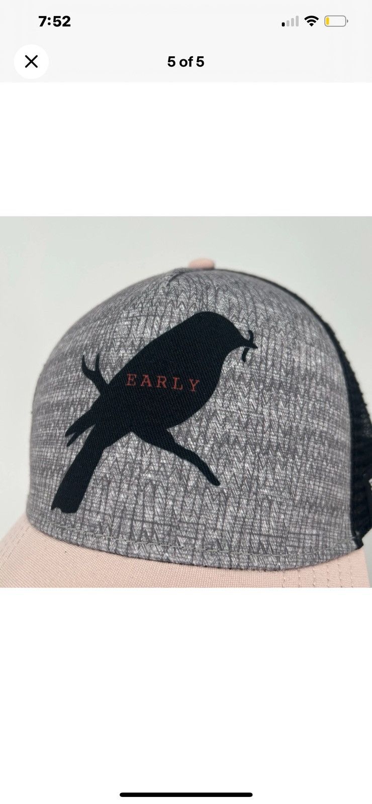 Prana PrAna hat gray and pink with bird logo NWT Size ONE SIZE - 2 Thumbnail