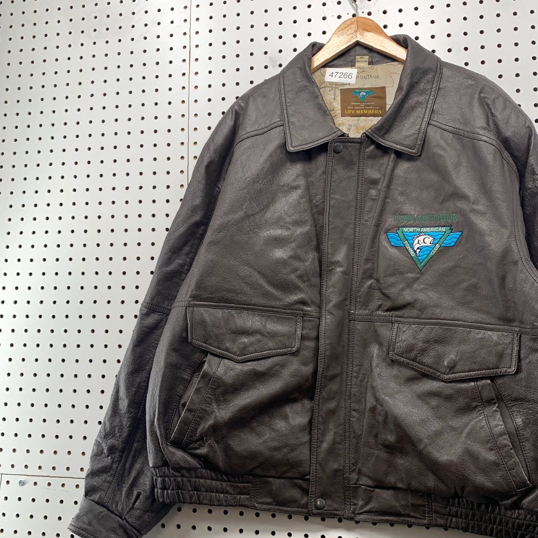 Vintage VINTAGE Life Members Bomber Jacket Mens 2XL Brown River Map Liner Jacket Size US XXL / EU 58 / 5 - 6 Thumbnail