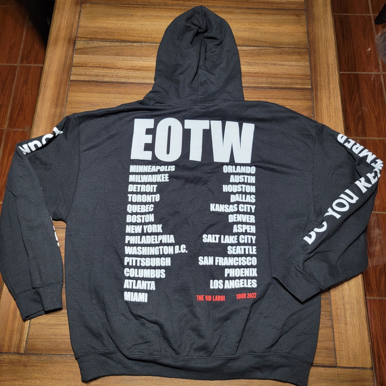 Other The Kid Laroi Tour 2022 Black Unisex Hoodie "EOTW" - Size XL Size US XL / EU 56 / 4 - 4 Thumbnail