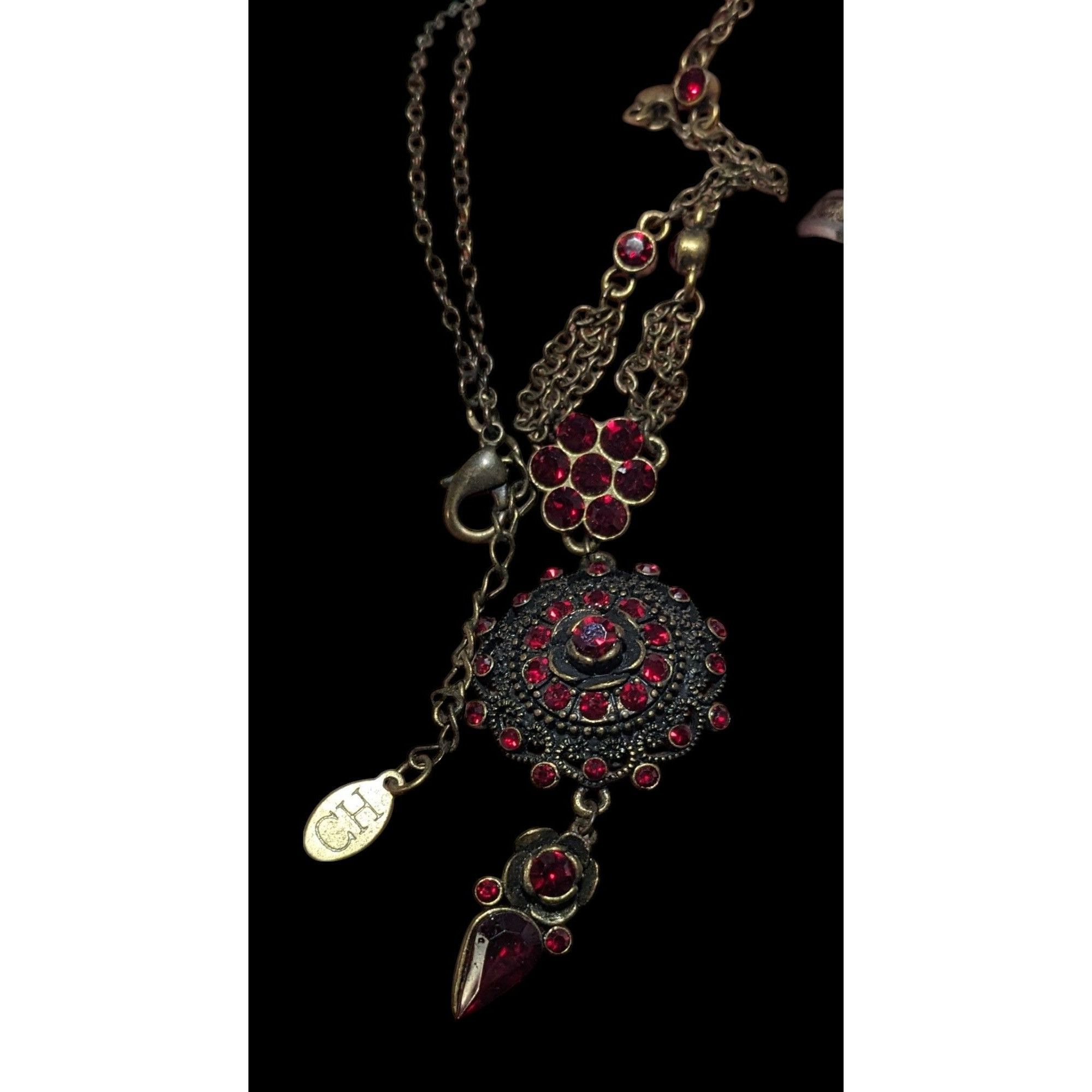 Other Vintage Crazy Horse Gothic Vampire Gemmed Necklace Size ONE SIZE - 5 Thumbnail