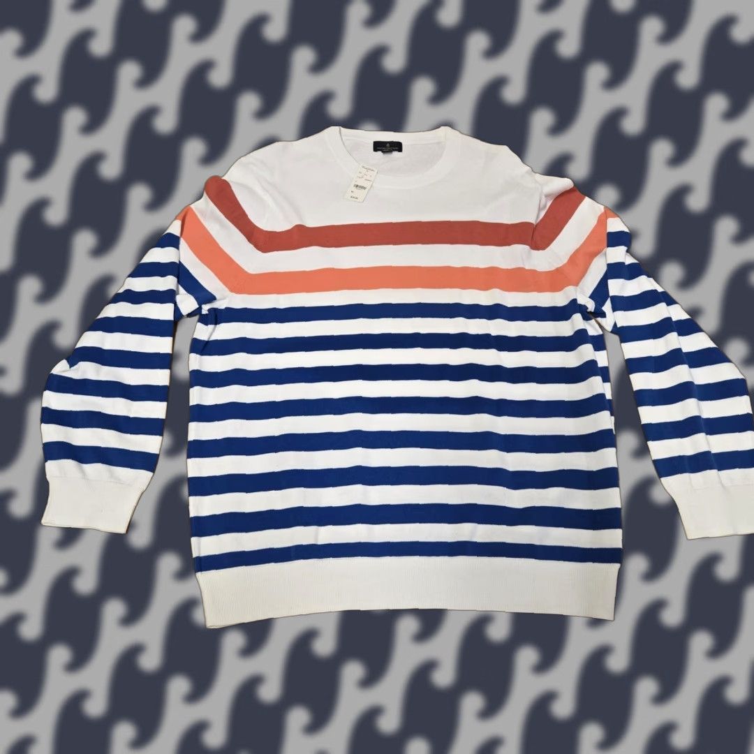 Brooks Brothers Brooks Brothers Sweater Mens 2XL White Blue Striped Crewneck Long Sleeve Knit Size US XXL / EU 58 / 5 - 1 Thumbnail