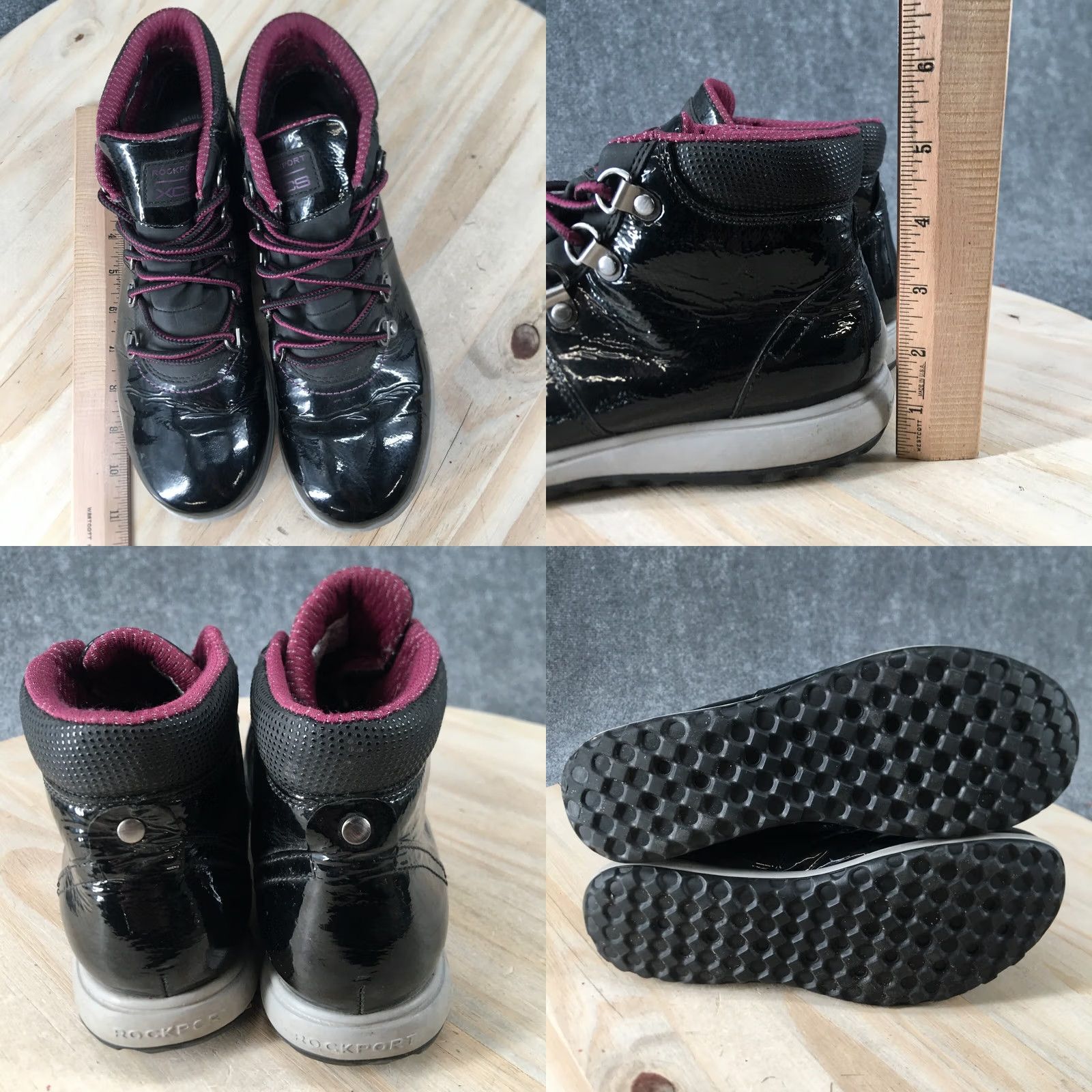 Rockport Rockport XCS Boots Womens 7.5 M Britt Alpine Snow Black Patent Leather Lace Up Size US 8 / IT 38 - 8 Thumbnail