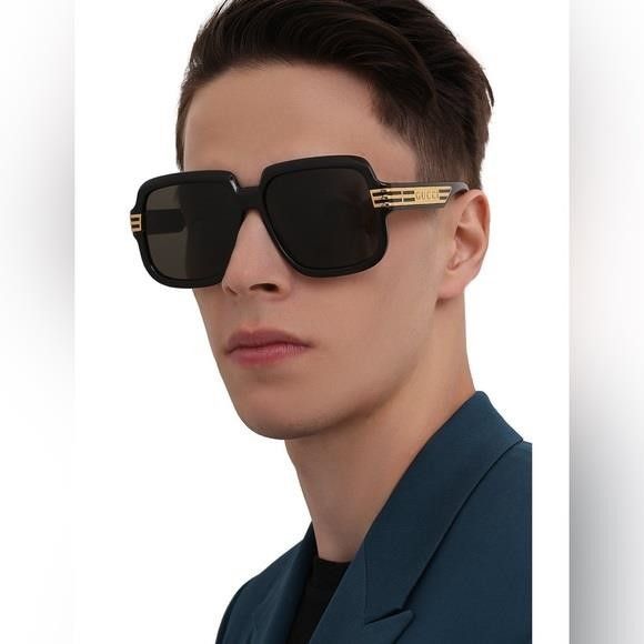 Gucci New - Authentic Gucci Sunglasses Men's GG0979S 001 Black/Gr Size ONE SIZE - 9 Thumbnail