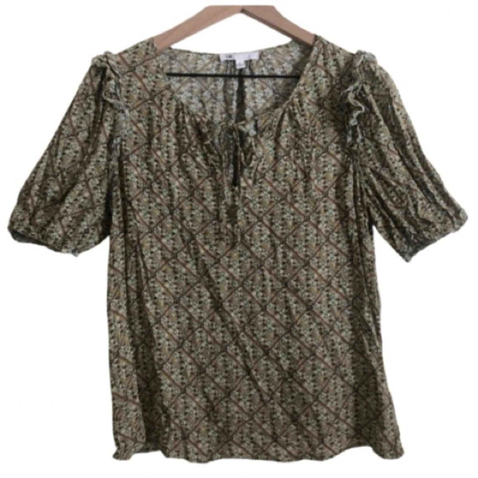 Anthropologie Anthropologie DR2 Green Floral Paisley Scoop Neck Blouse Top Size M / US 6-8 / IT 42-44 - 1 Thumbnail