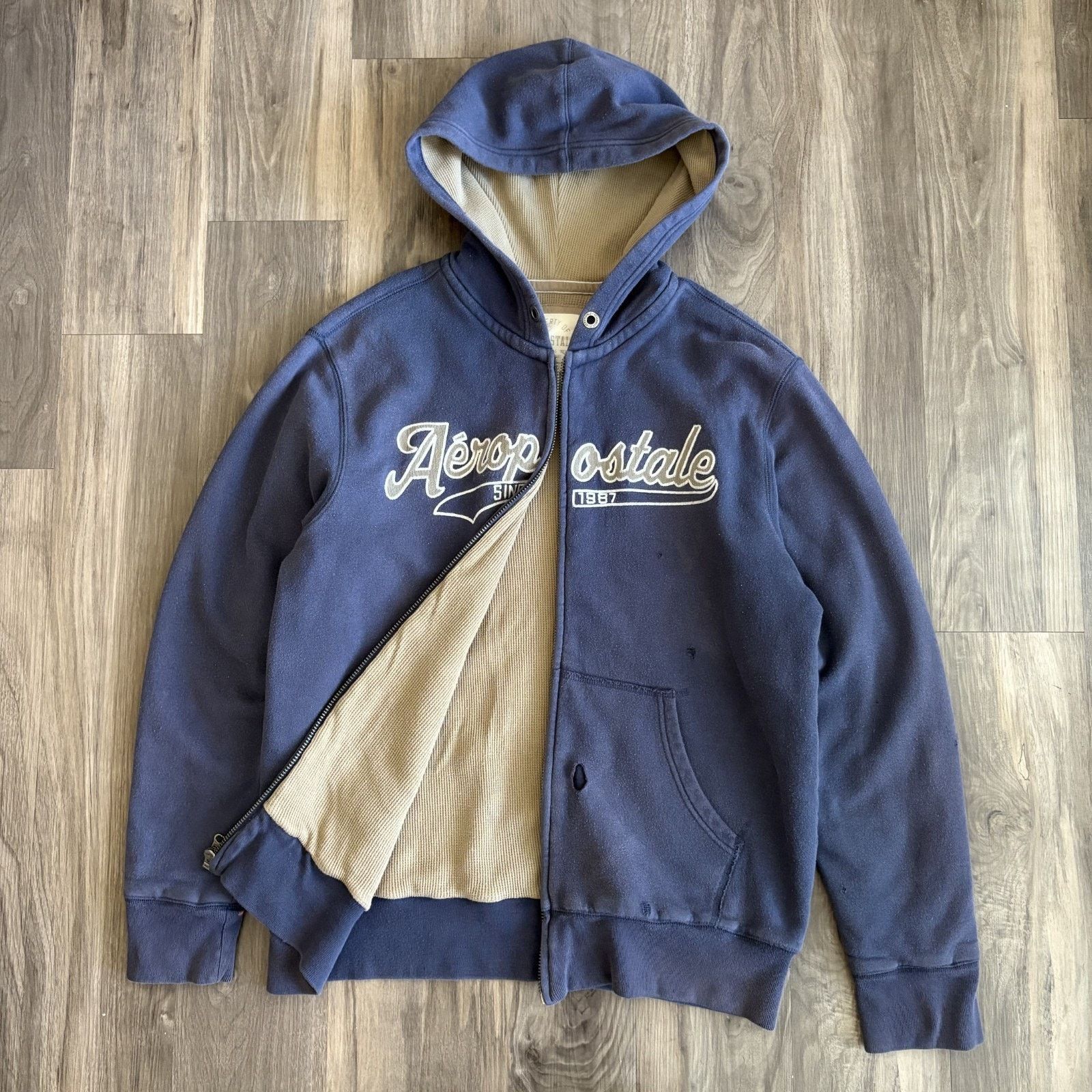 Aeropostale Vintage Hoodie 1990s Aeropostale Sherpa Hooded Zip 