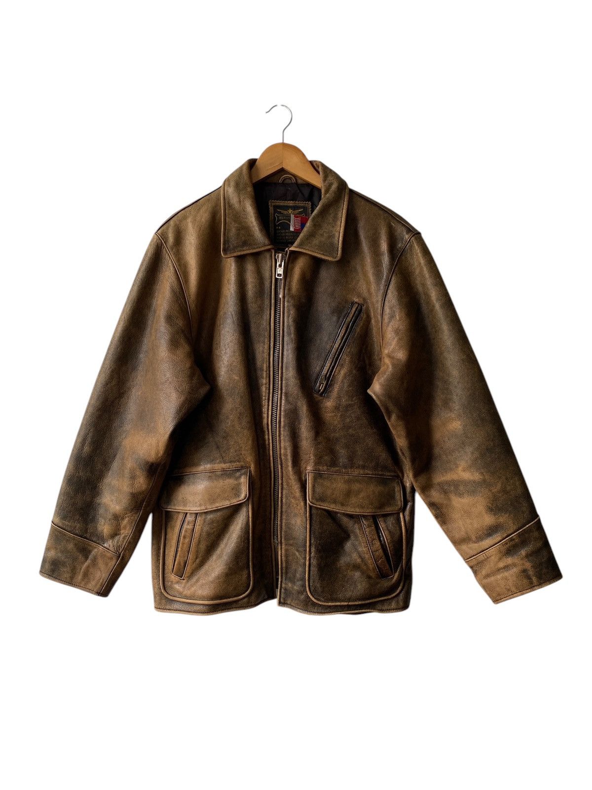 Branded Leather × Vintage Vintage 90s Human Being Union Made Leather Jacket Size US L / EU 52-54 / 3 - 1 Thumbnail