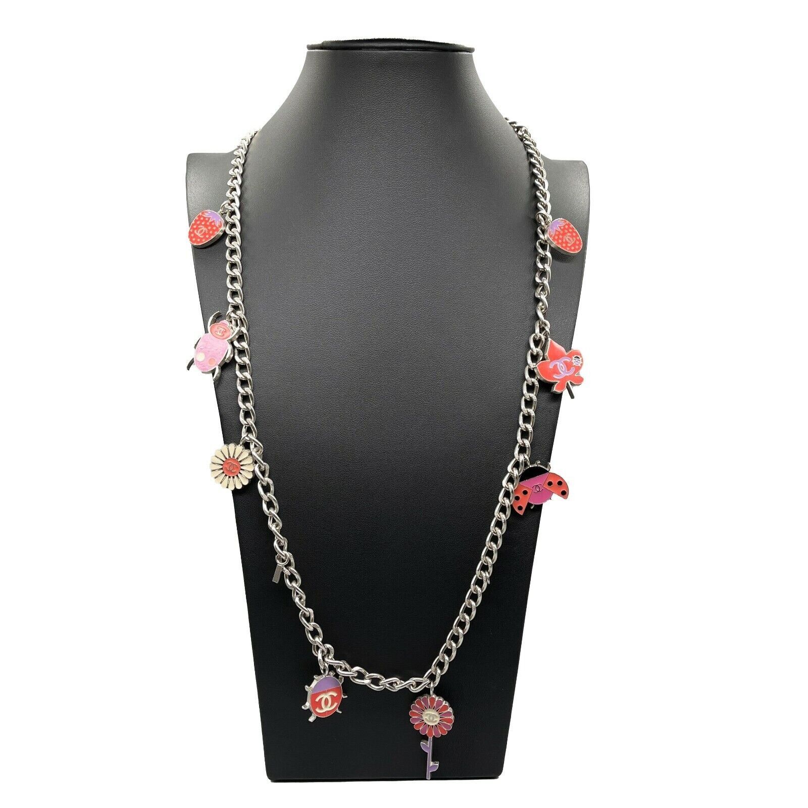 image of Chanel- Ladybug Cc Necklace / Belt - Garden Flower Charms 04, Women's