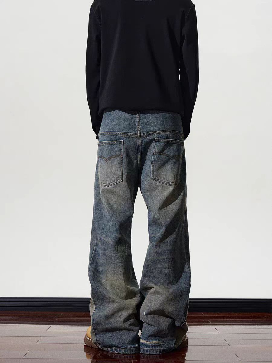 Japanese Brand × Jean High Street Deconstructed Straight Leg Micro Flare Jeans Size US 34 / EU 50 - 4 Thumbnail