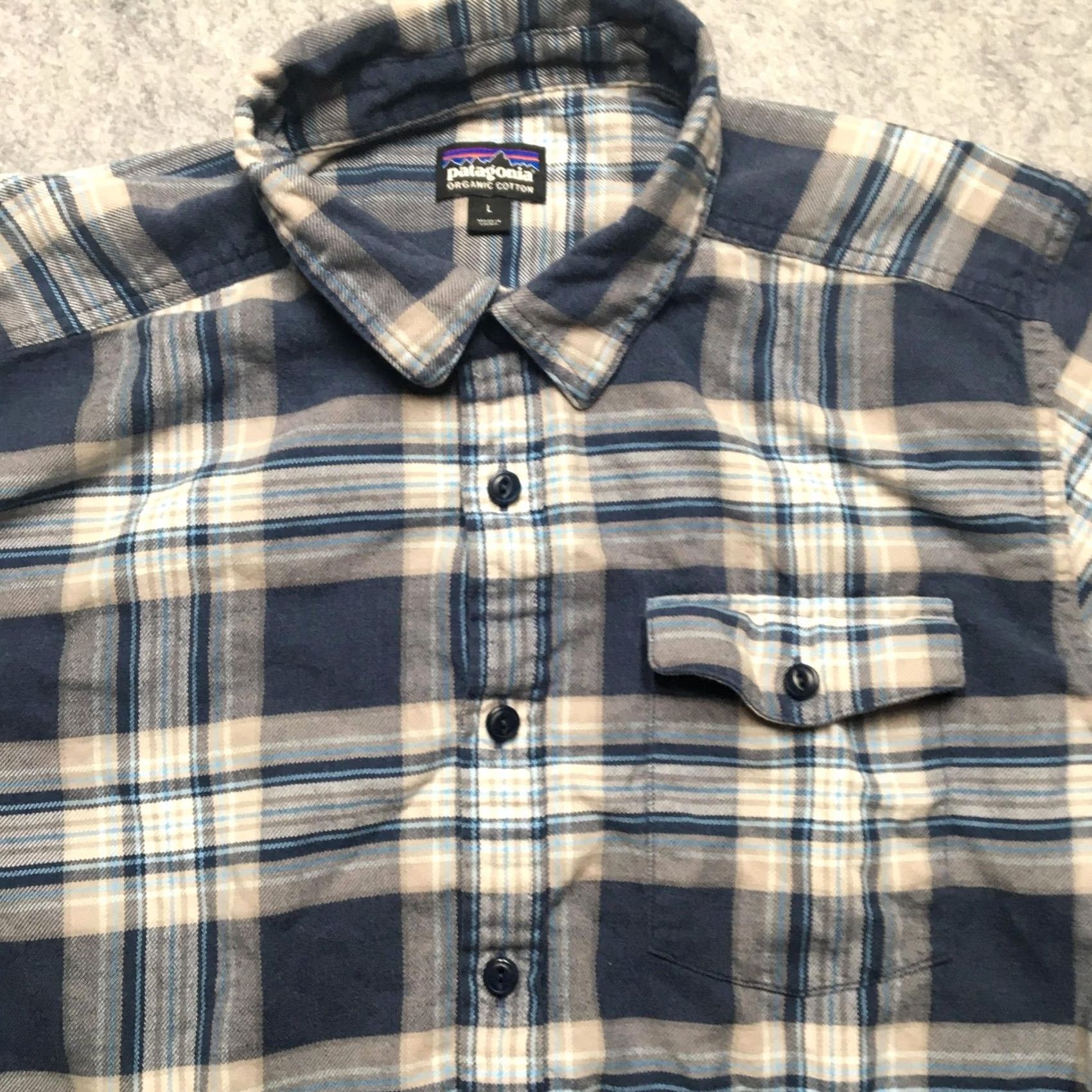 Patagonia Patagonia Fjord Flannel Shirt Mens Large L Blue Plaid Organic Cotton Button-Up Long Sleeve Casual Fall Size US L / EU 52-54 / 3 - 3 Thumbnail