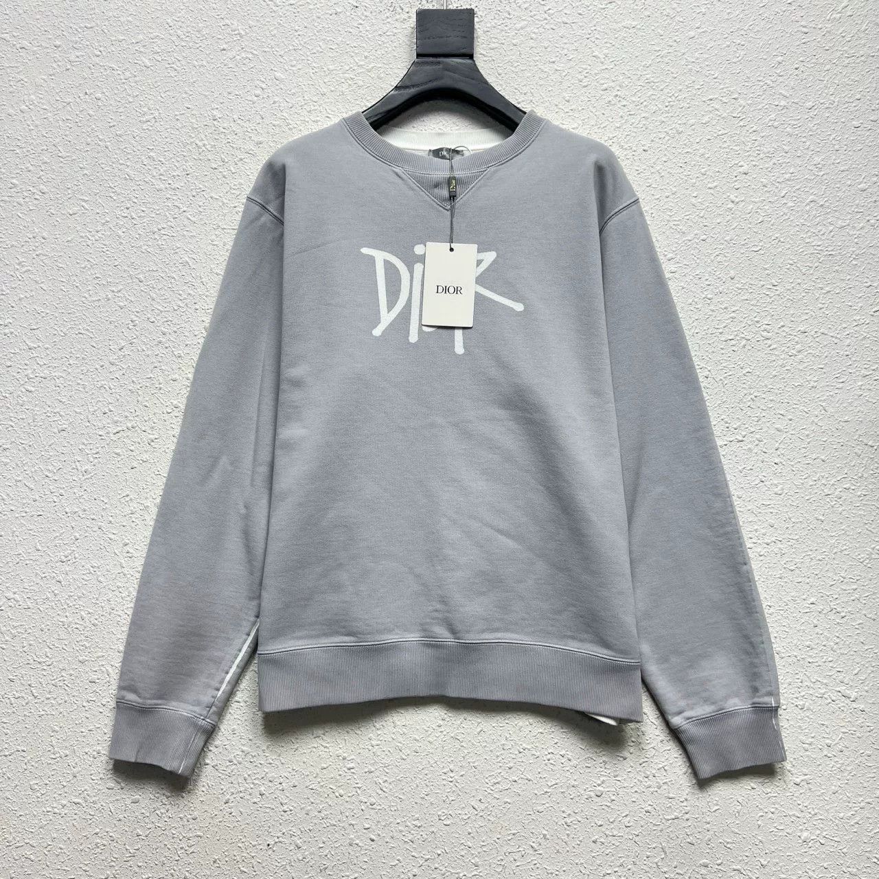 Dior Dior Stussy Graffiti Signature Crewneck Gray Sweatshirt Size US M / EU 48-50 / 2 - 1 Thumbnail