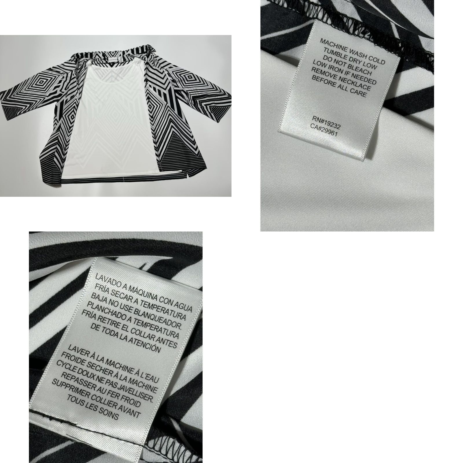 Vintage VINTAGE Alfred Dunner Shirt Womens 16 70s 80s Psychedelic Geometric Groovy Button Up Black & White Size XXL / US 16-18 / IT 52-54 - 8 Thumbnail
