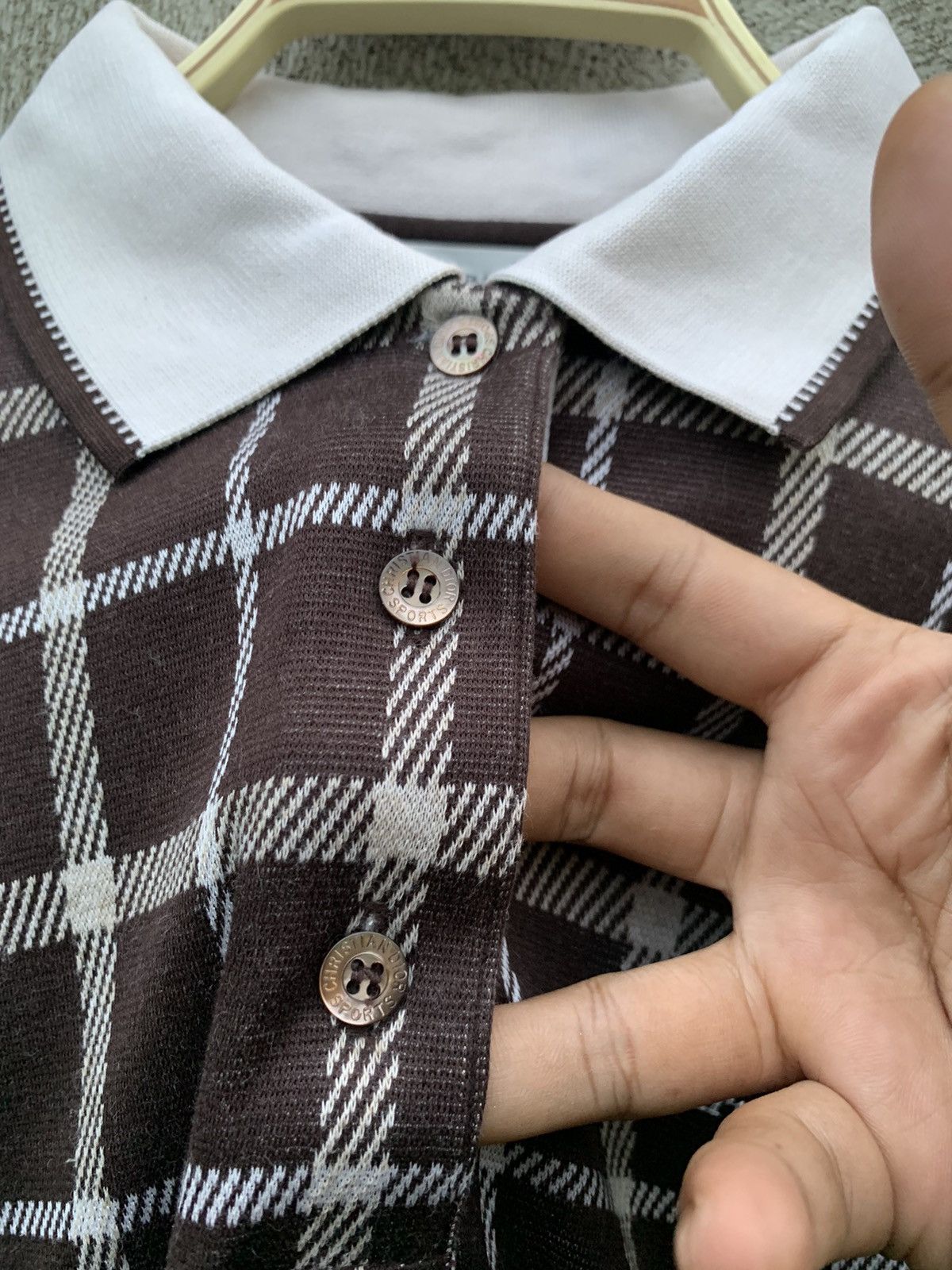 Dior Vintage Dior brown plaid longsleeve polo rugby shirt Size M / US 6-8 / IT 42-44 - 4 Thumbnail