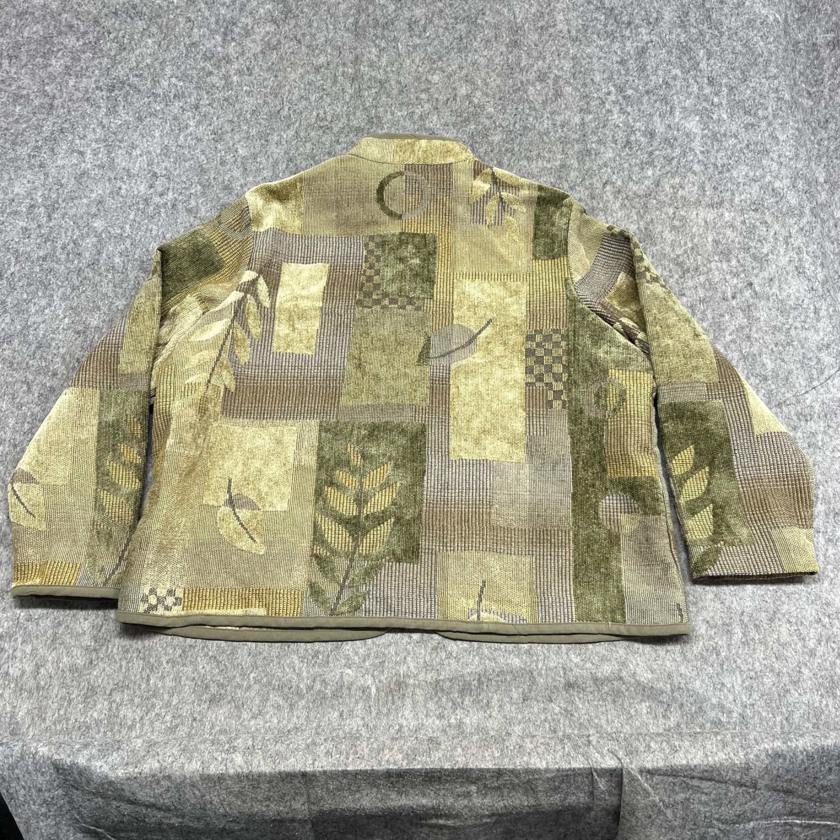 Vintage VINTAGE Barn Fly Jacket Womens 2X Green Geometric Leaf Zip Tapestry Collared Size XXL / US 16-18 / IT 52-54 - 2 Thumbnail