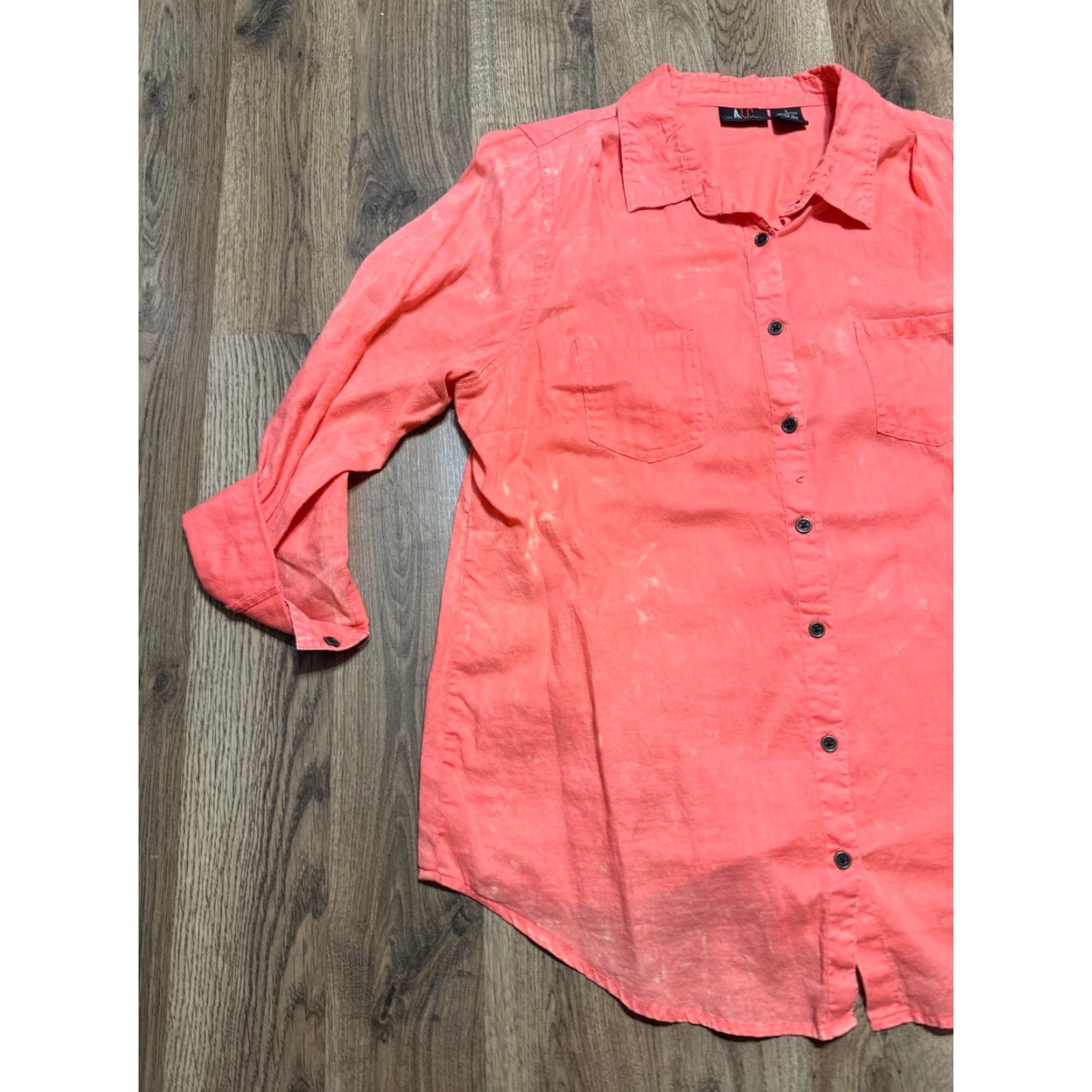 Vintage ALC Shirt Women's Large Orange Long Sleeve Button Up Shirt Size L / US 10 / IT 46 - 3 Thumbnail