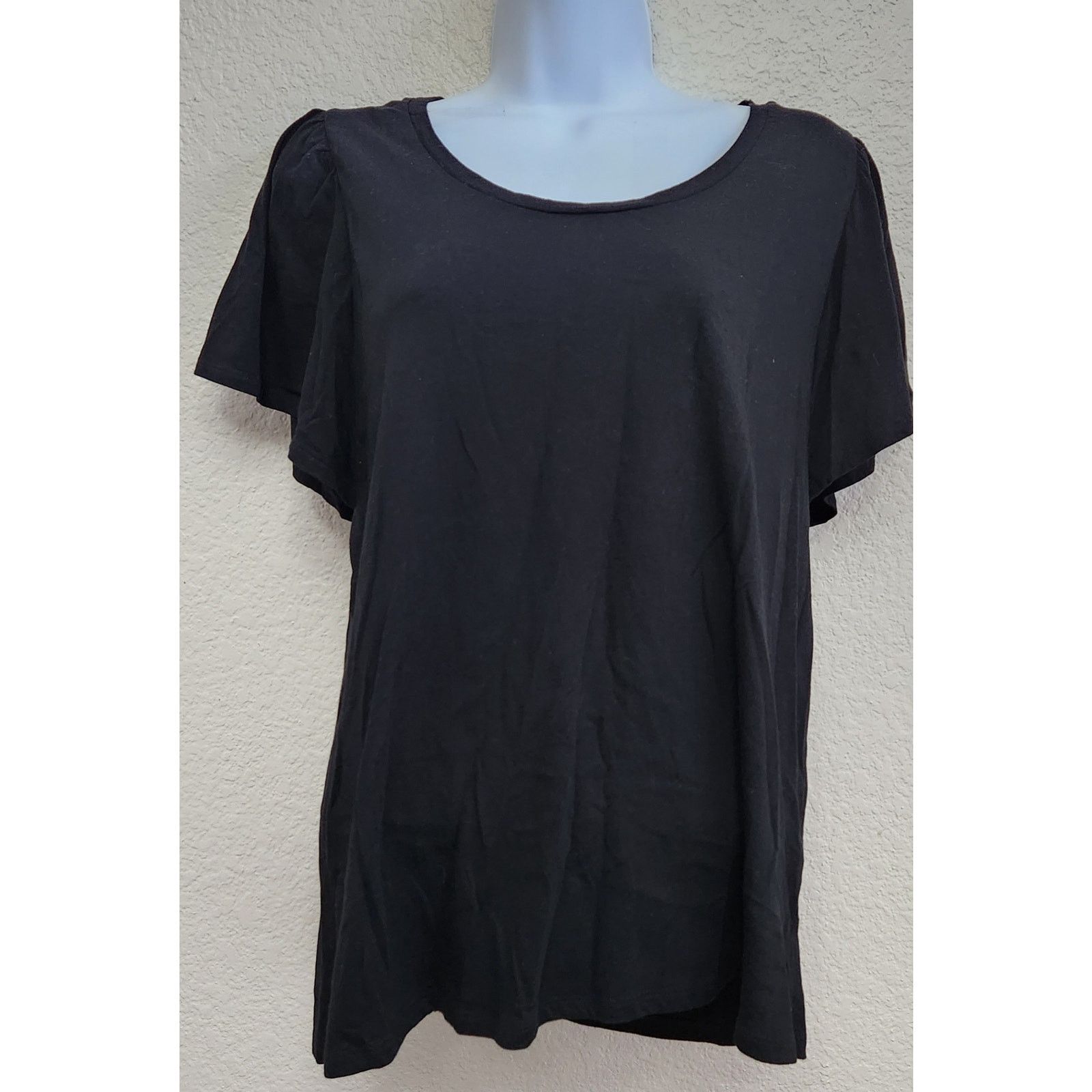 Banana Republic Banana Republic Black Flutter Sleeve Designer Tee Top Medium Size M / US 6-8 / IT 42-44 - 1 Thumbnail
