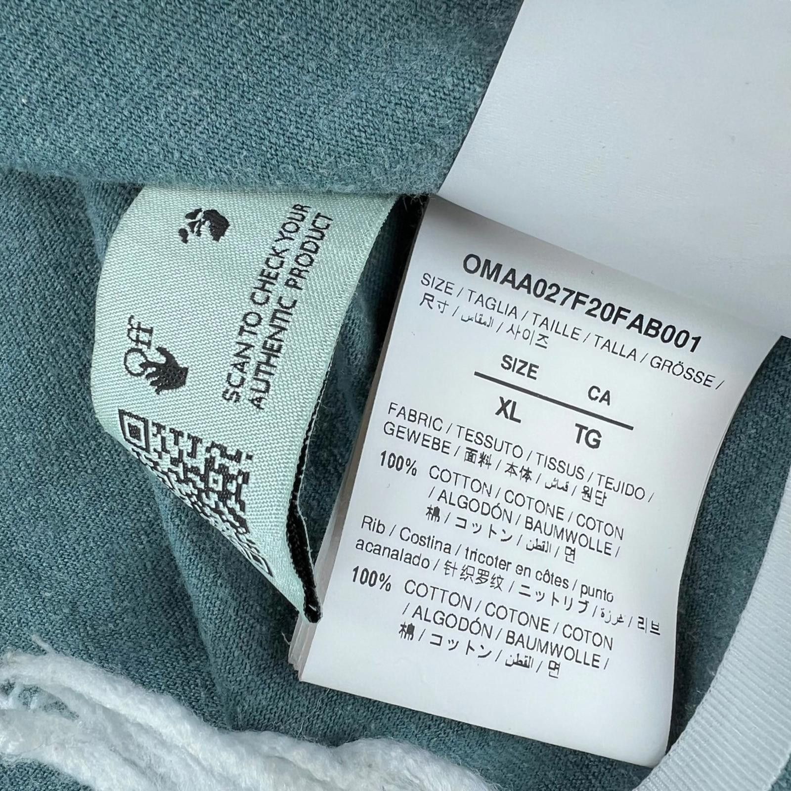 Off-White Off-White Hand Print Distressed Teal T Shirt Size US XL / EU 56 / 4 - 6 Thumbnail