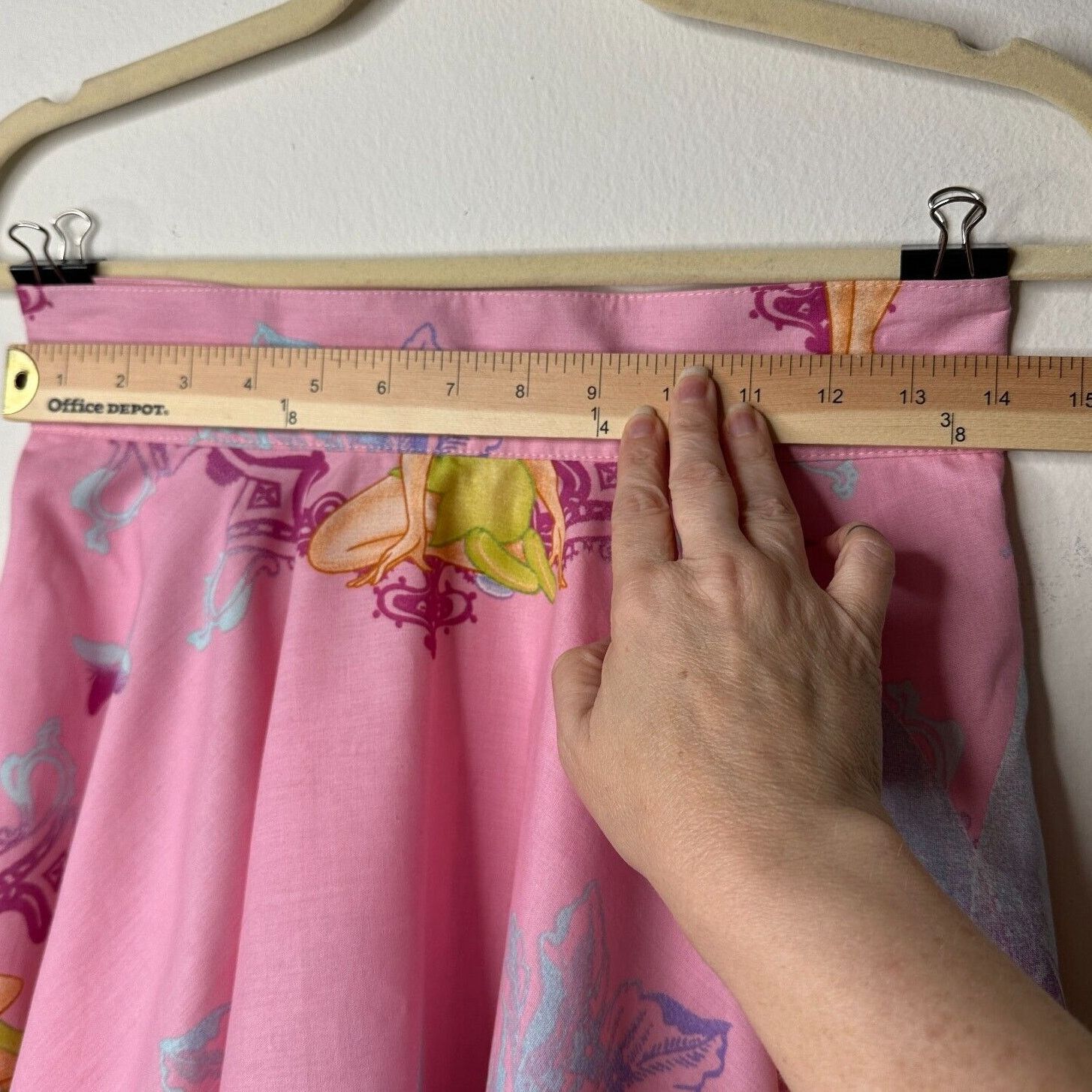 Vintage Vintage Pink Tinker Bell Print Circle Skirt Button Close S Size 27" / US 4 / IT 40 - 10 Thumbnail