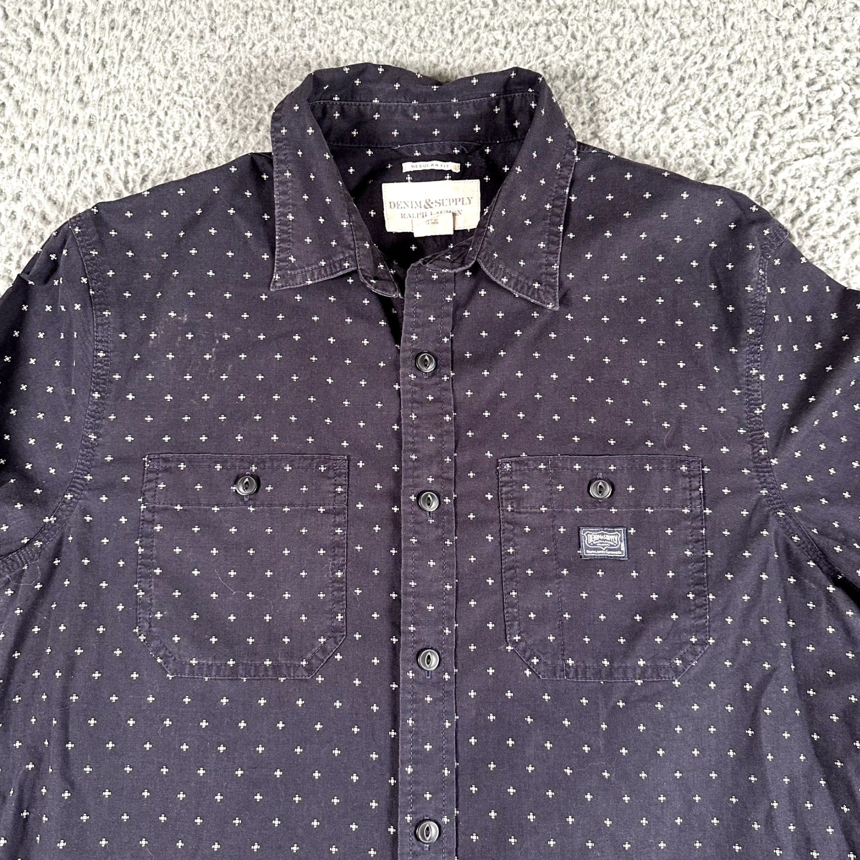 Vintage Denim & Supply Shirt Men's M Blue Geometric Knit Regular Button-Up Size US M / EU 48-50 / 2 - 2 Thumbnail