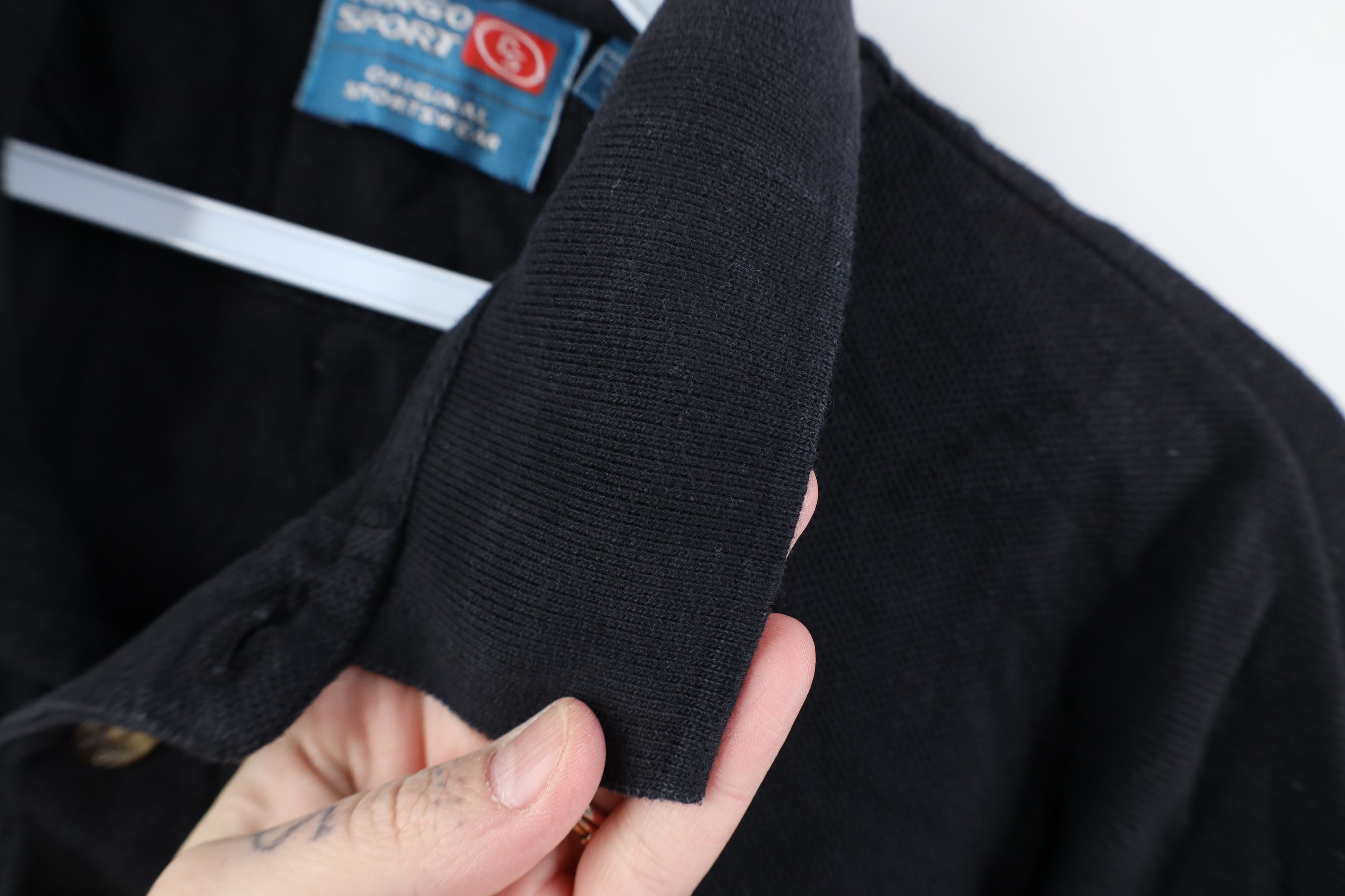 Vintage Vintage 90s Streetwear Baggy Heavyweight Polo Shirt Black Size US L / EU 52-54 / 3 - 4 Thumbnail