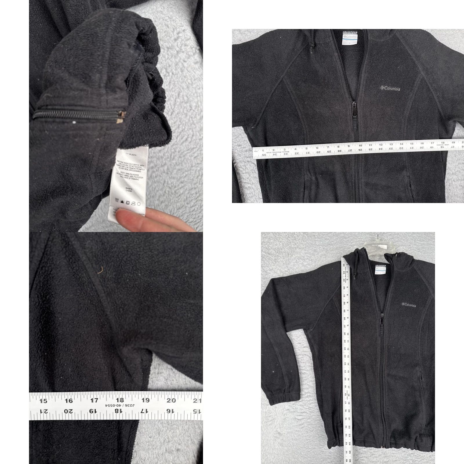 Vintage Columbia Jacket Womens Medium Black Fleece Hooded Full Zip Outdoor Hiking Hike Size M / US 6-8 / IT 42-44 - 8 Thumbnail