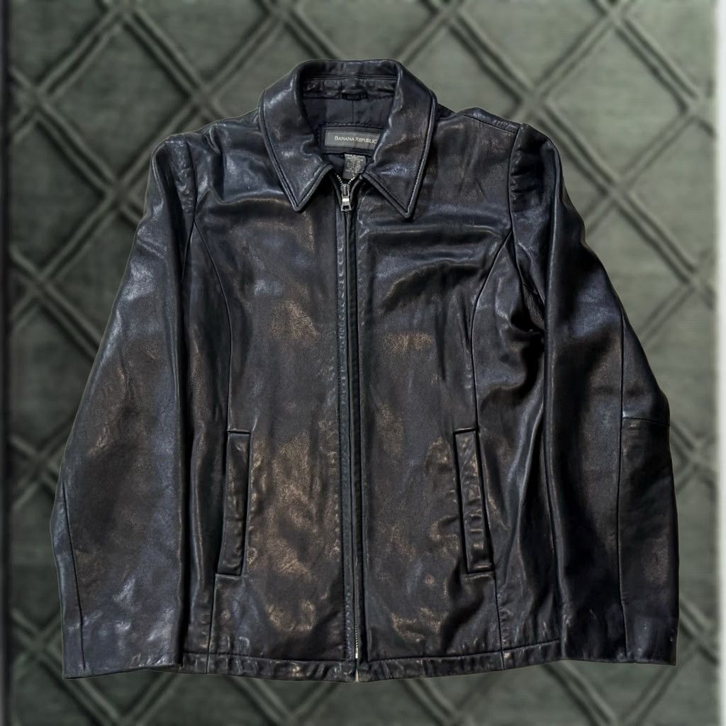 Banana Republic VINTAGE Banana Republic Leather Bomber Jacket Unisex Adults Small Black 90s Biker USA Western Hip Hop Rock | Jacket Size US S / EU 44-46 / 1 - 1 Thumbnail