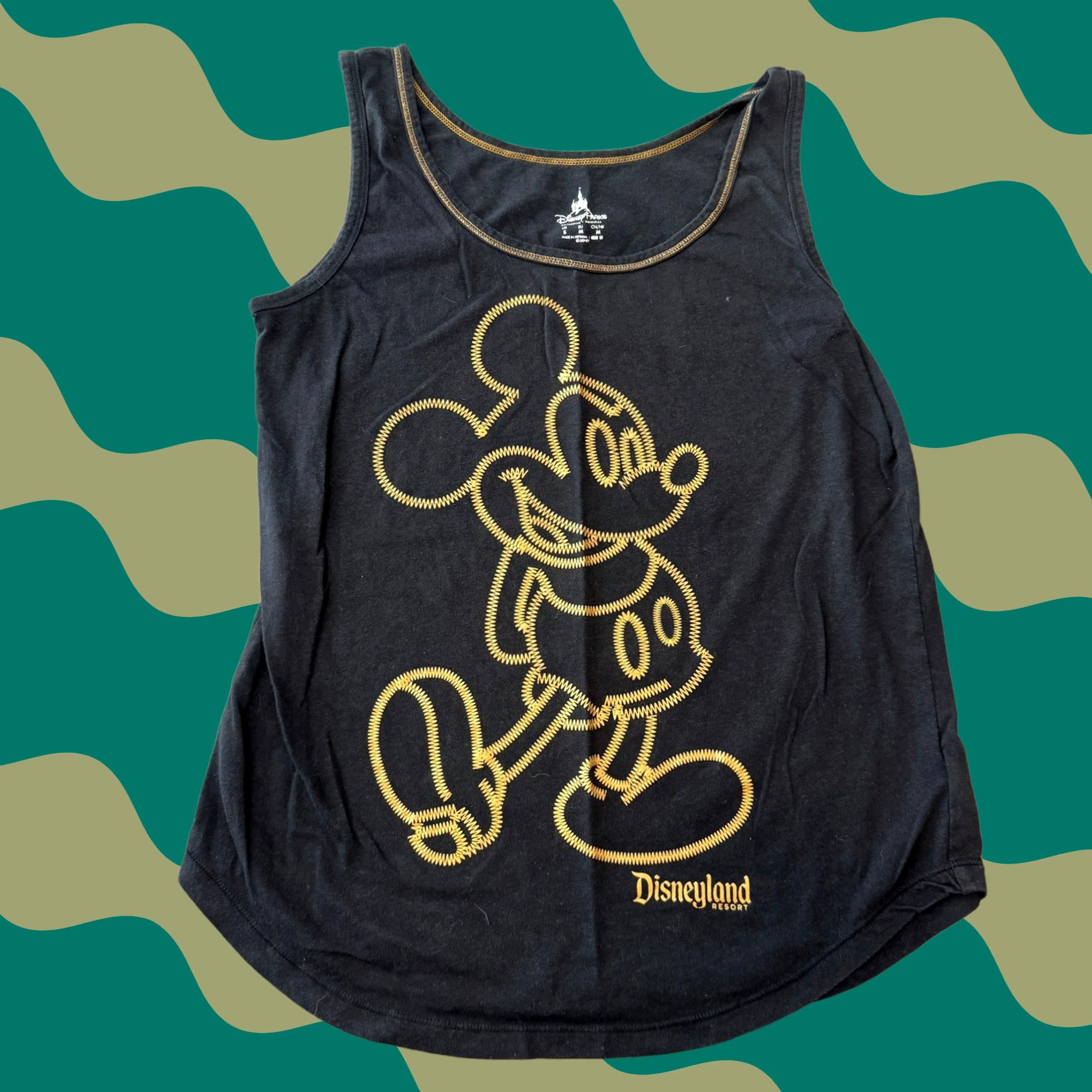 Disney VINTAGE Disneyland Disney Mickey Mouse Tank Top Black Gold Small Racerback Womens S Tank Size S / US 4 / IT 40 - 1 Thumbnail
