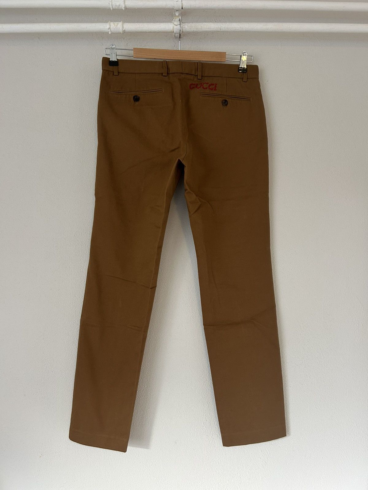 Gucci Gucci Slim-Fit Cotton Chinos with Embroidered Logo Size US 30 / EU 46 - 7 Thumbnail