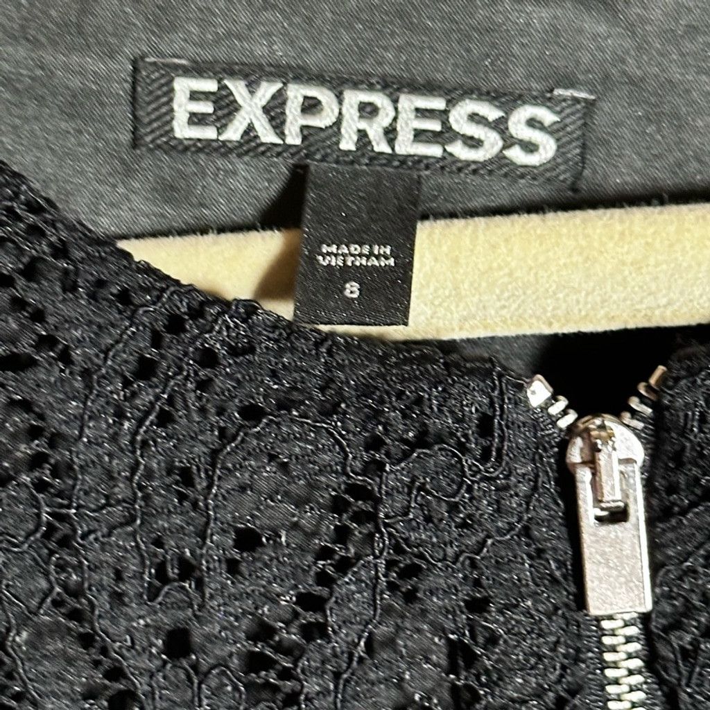 Express Express Black Lace Cut-out High Neck Dress (LBD) Size M / US 6-8 / IT 42-44 - 3 Thumbnail